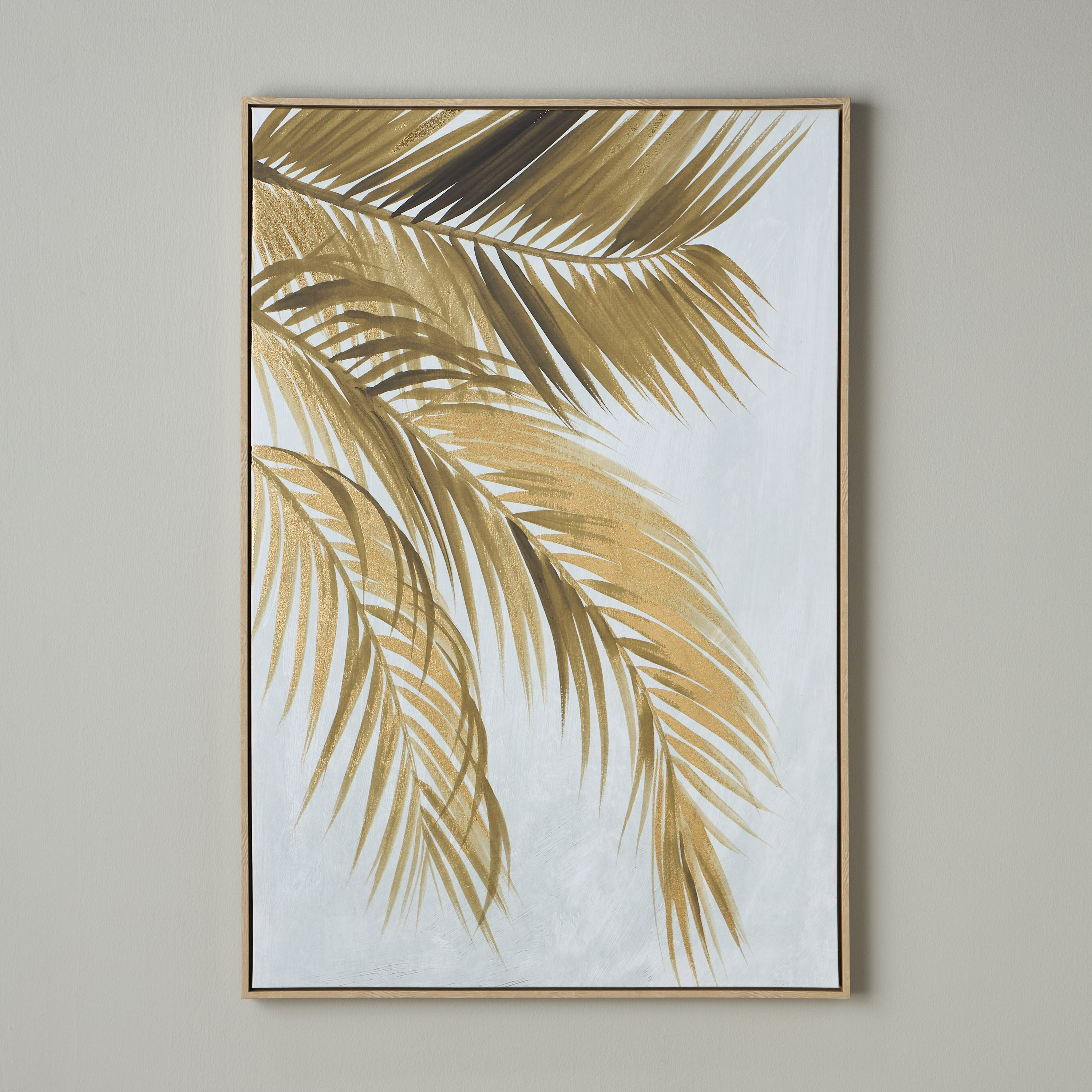 Gold Palms Framed Canvas Wall Art - 83x123 cm-household-walldecorandmirrors-wallart-image-1