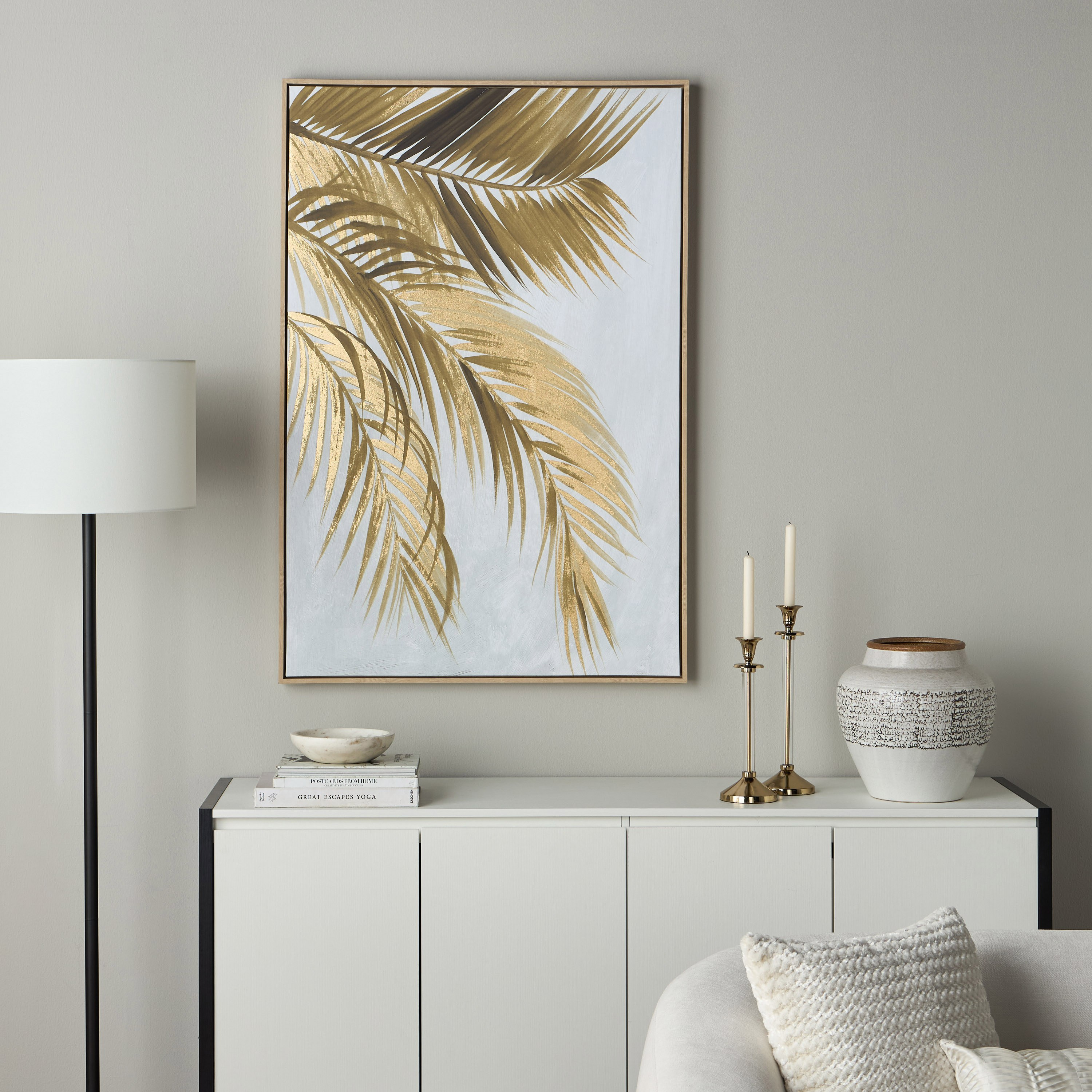 Gold Palms Framed Canvas Wall Art - 83x123 cm-household-walldecorandmirrors-wallart-image-4