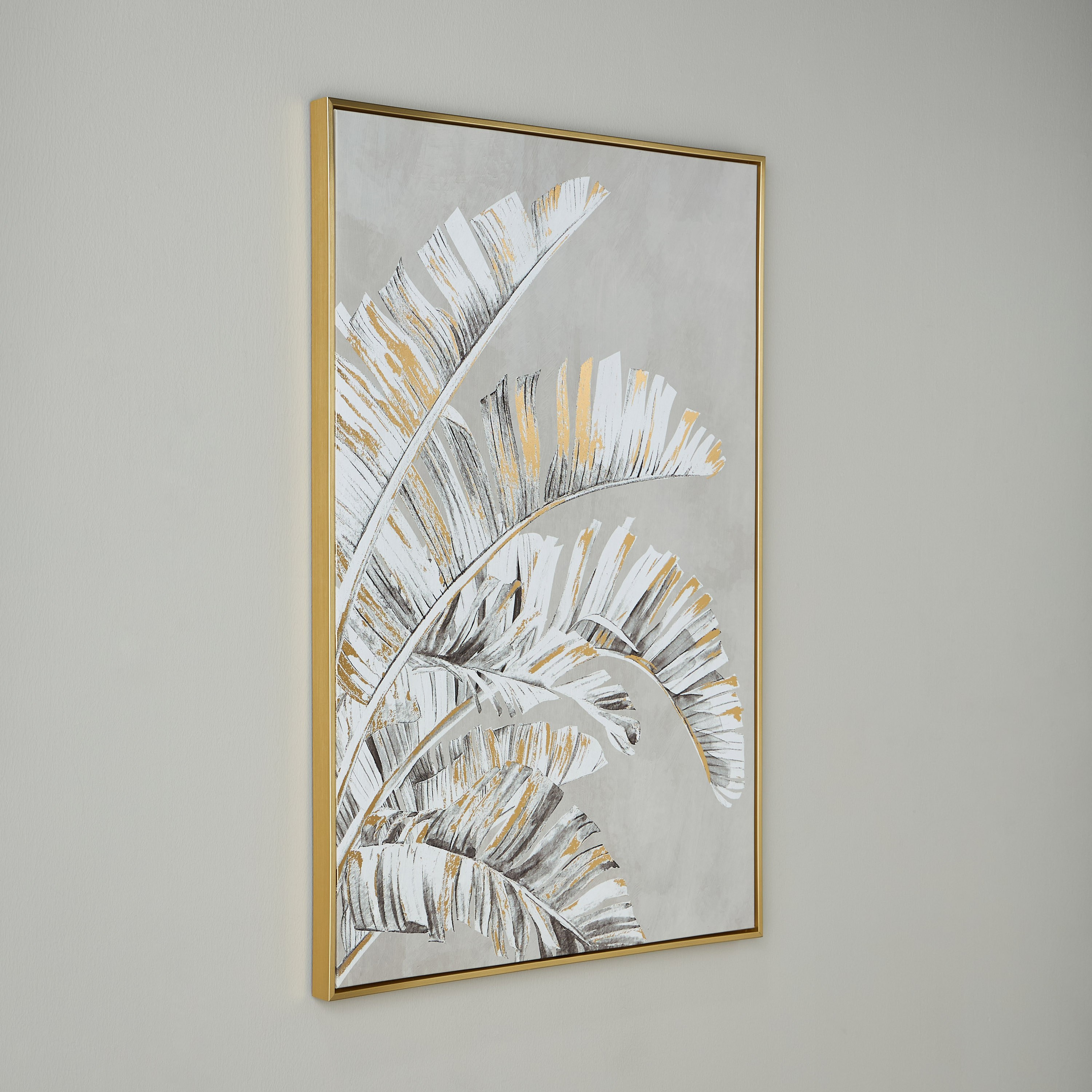 Gold Leaves Framed Canvas Wall Art - 83x123 cm-household-walldecorandmirrors-wallart-image-2