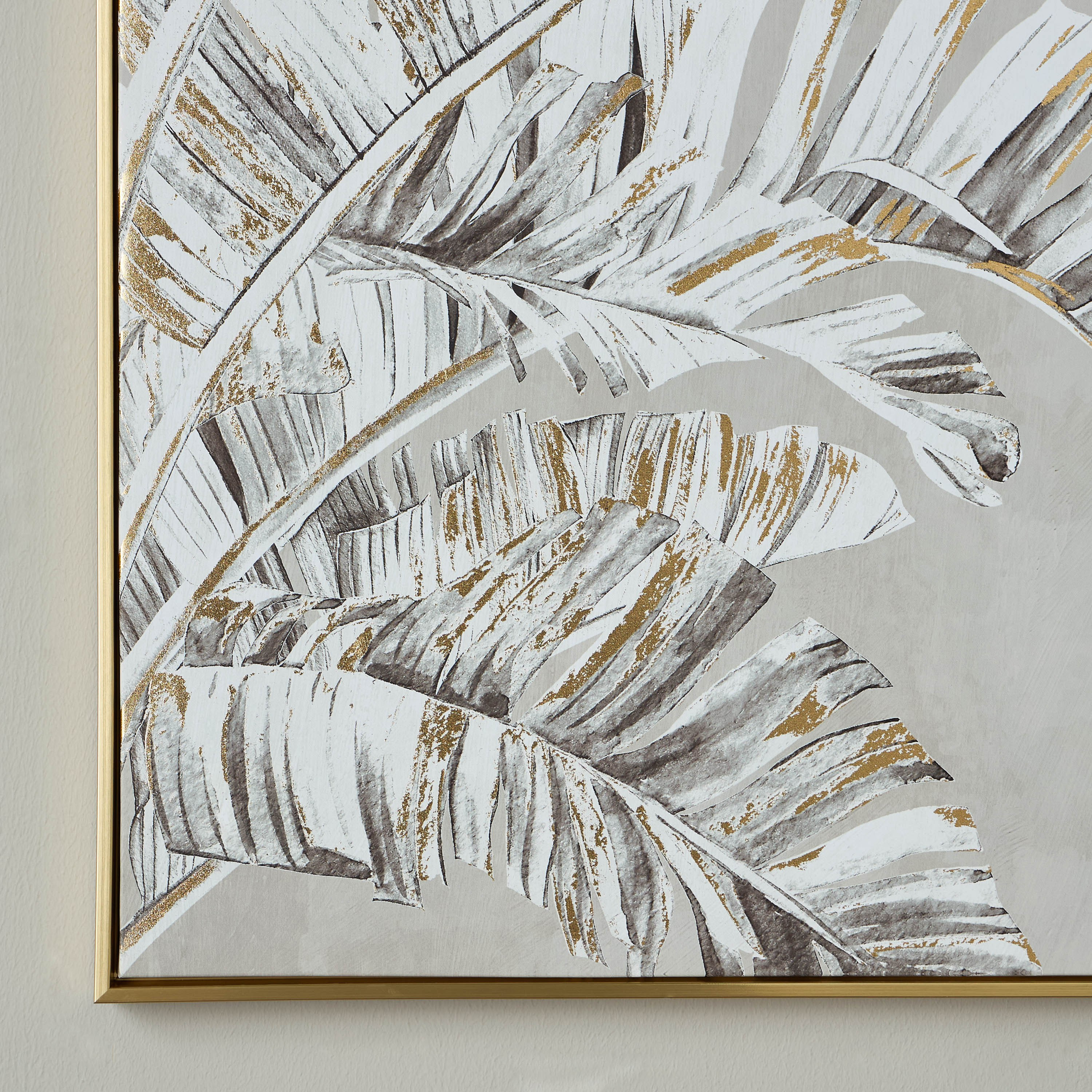 Gold Leaves Framed Canvas Wall Art - 83x123 cm-household-walldecorandmirrors-wallart-image-3