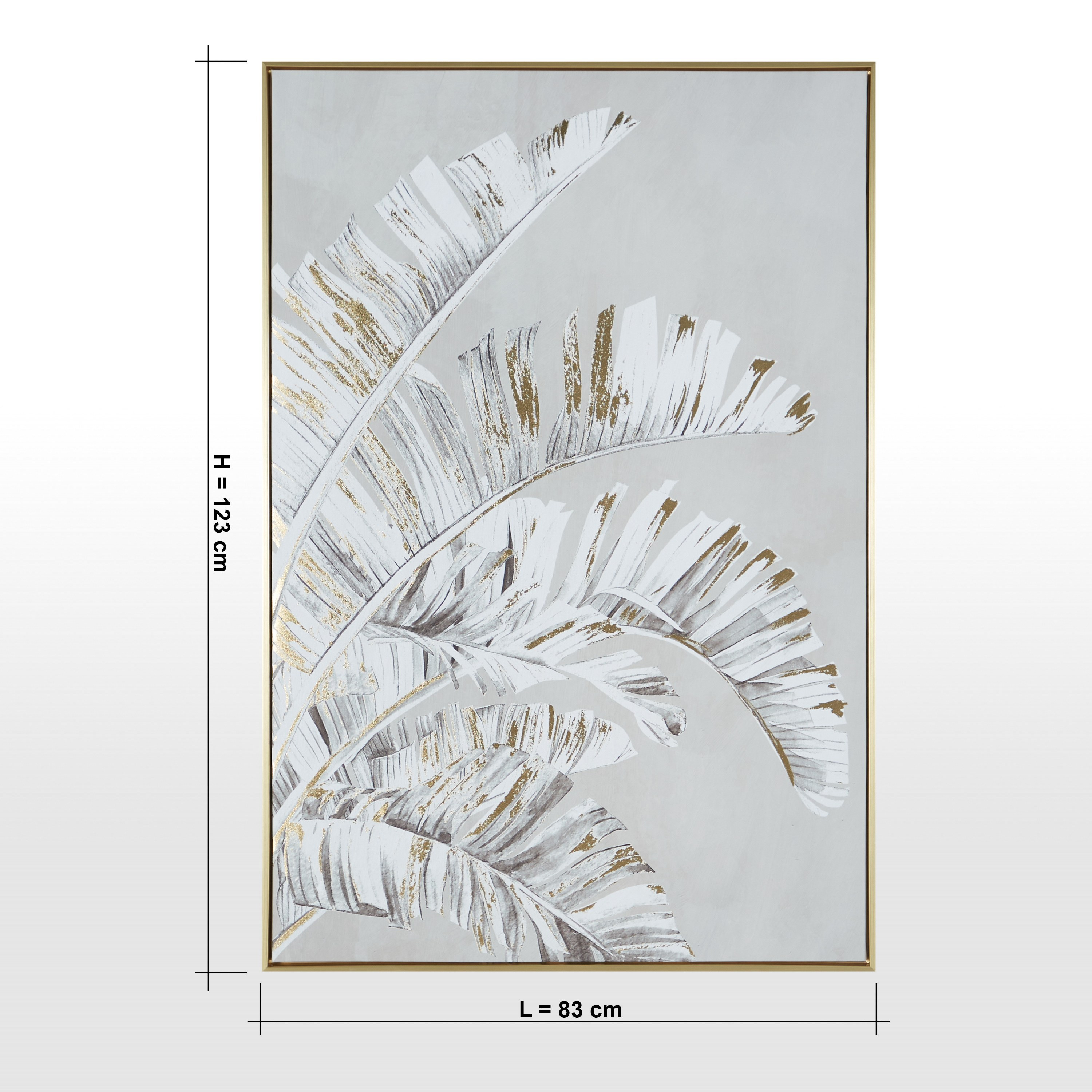 Gold Leaves Framed Canvas Wall Art - 83x123 cm-household-walldecorandmirrors-wallart-image-5
