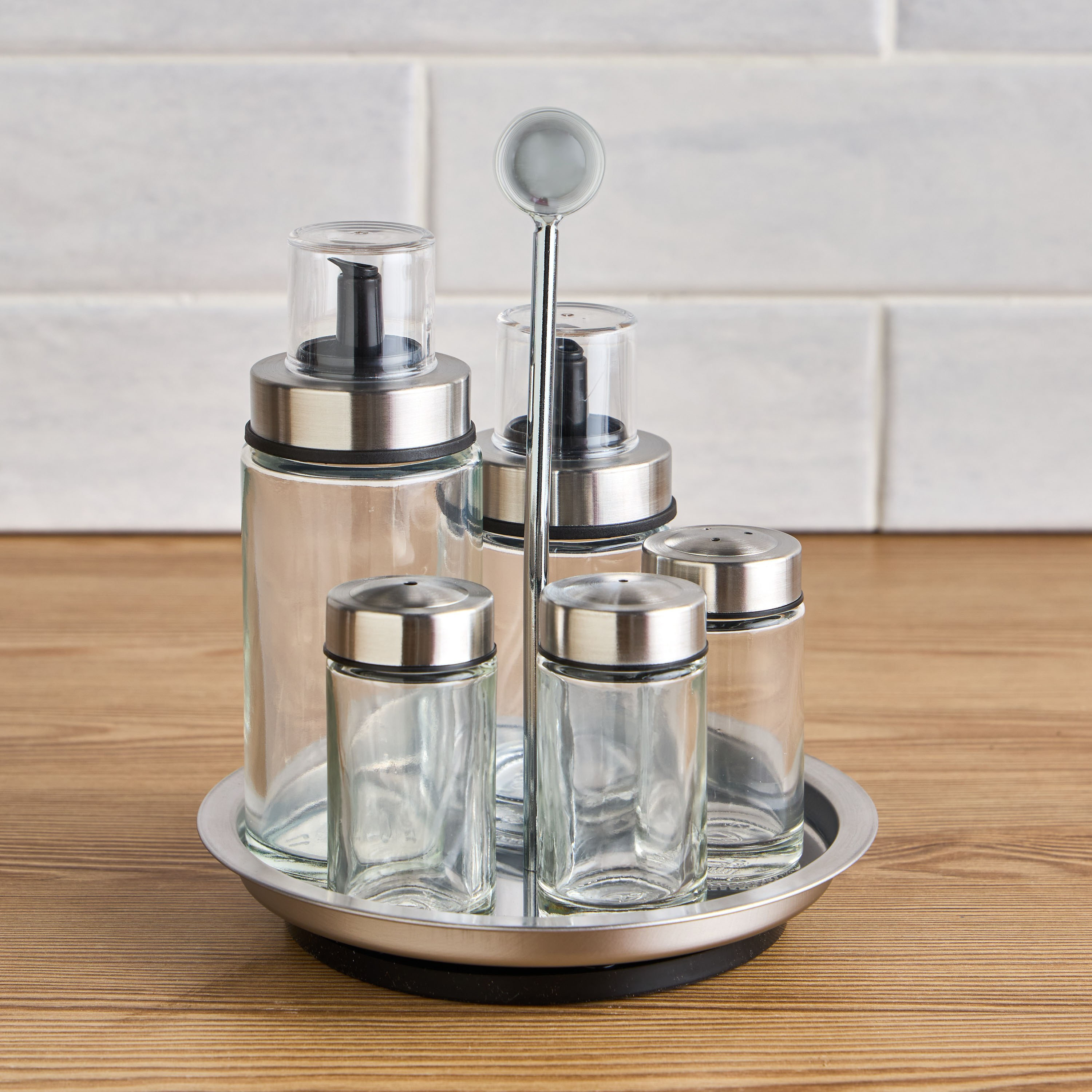 Camille 5-Piece Salad Dressing Set with Rack-household-kitchen-foodstorage-oilandvinegar-image-1