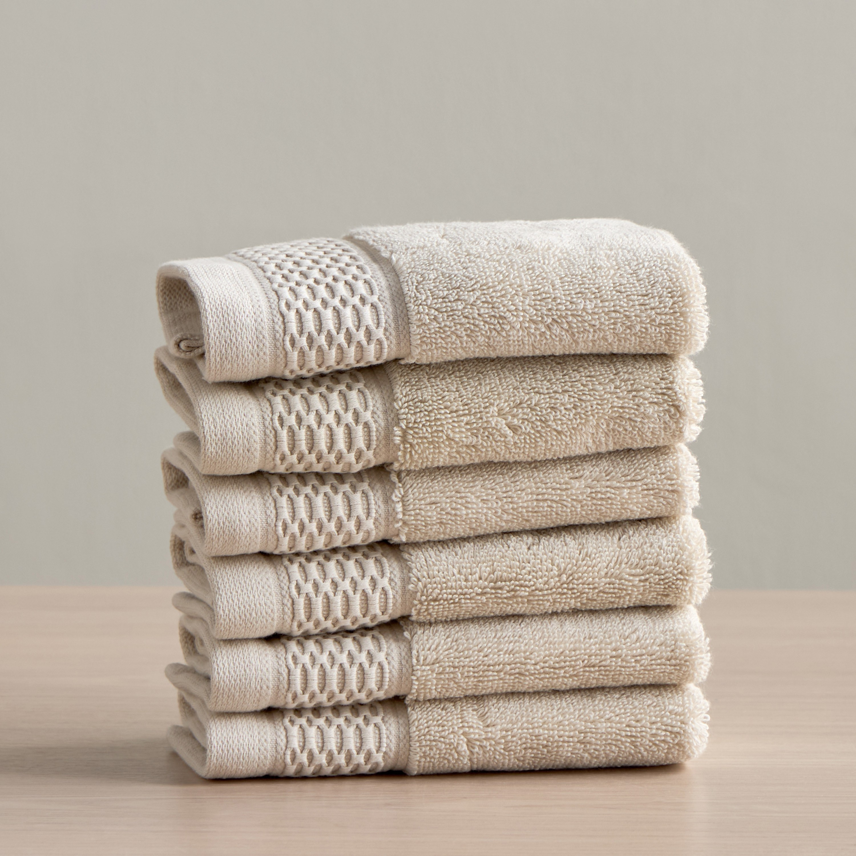 Infinity Luxe 6-Piece 750 GSM Turkish Cotton Fingertip Towel Set - 30x30 cm