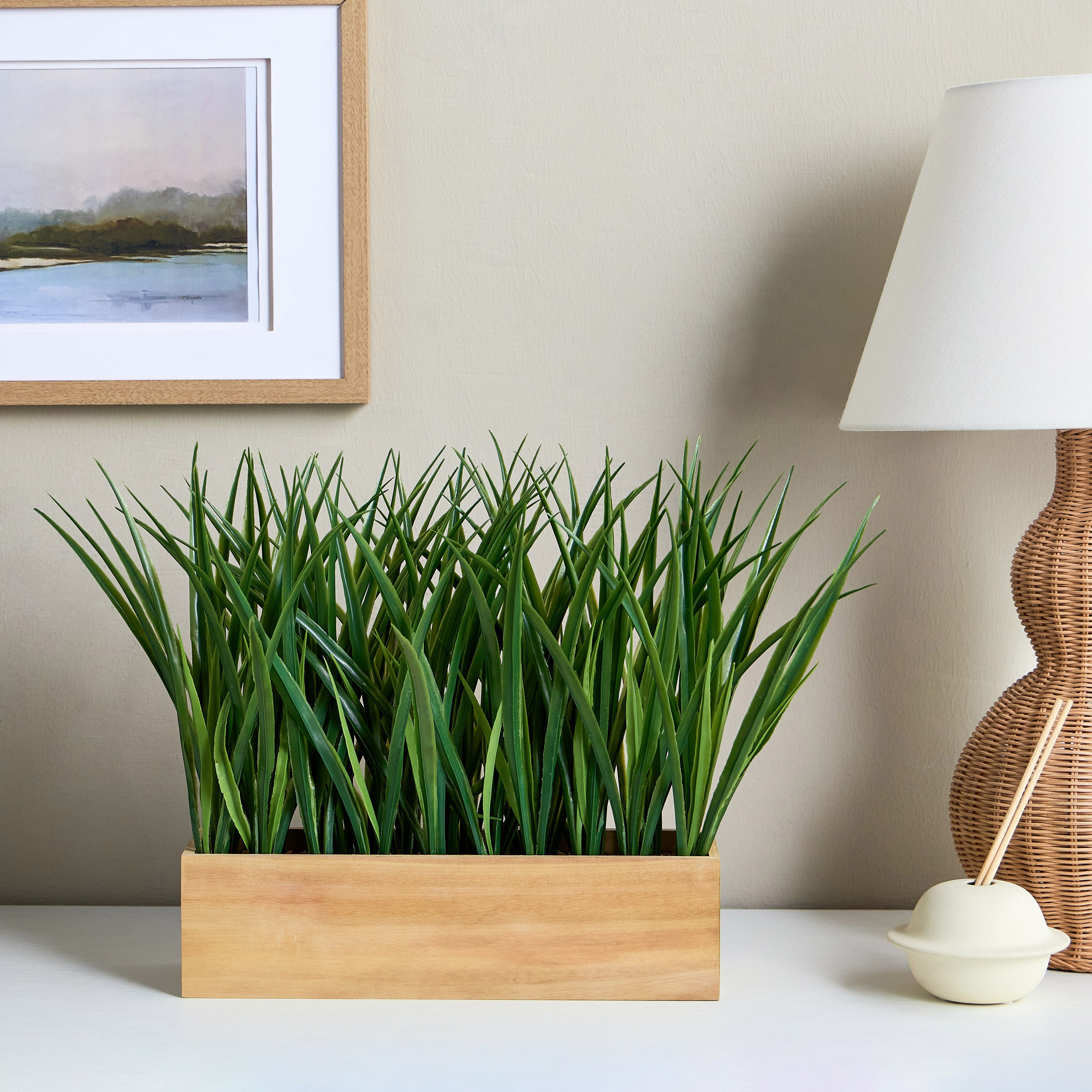 Wooden Grass in Planter - 40 cm-household-gardenandoutdoor-artificialplants-pottedplants-image-3