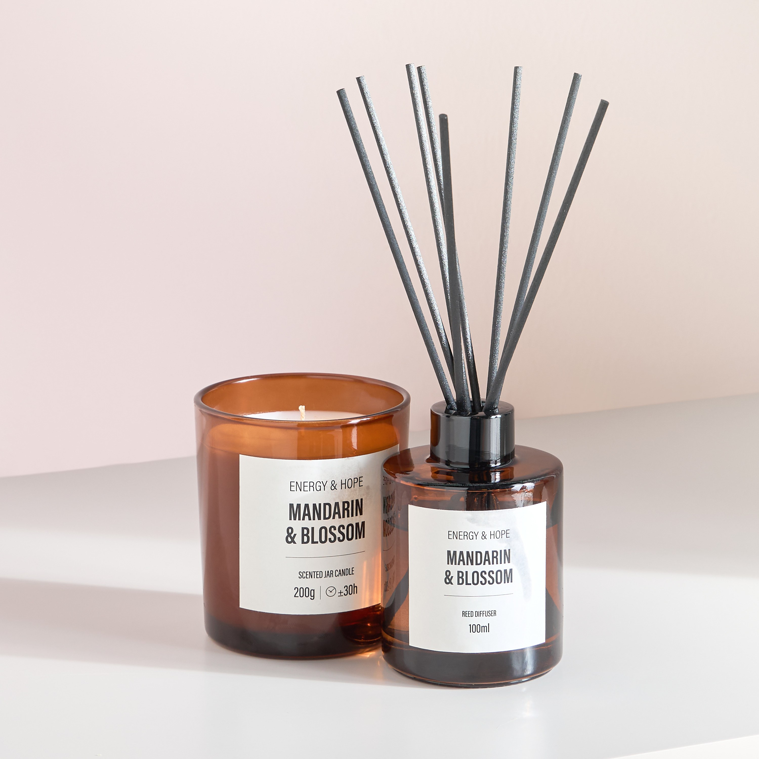 Wellness Mandarin and Blossom Scented Jar Candle and Reed Diffuser Gift Set-household-homefragrance-candles-image-1