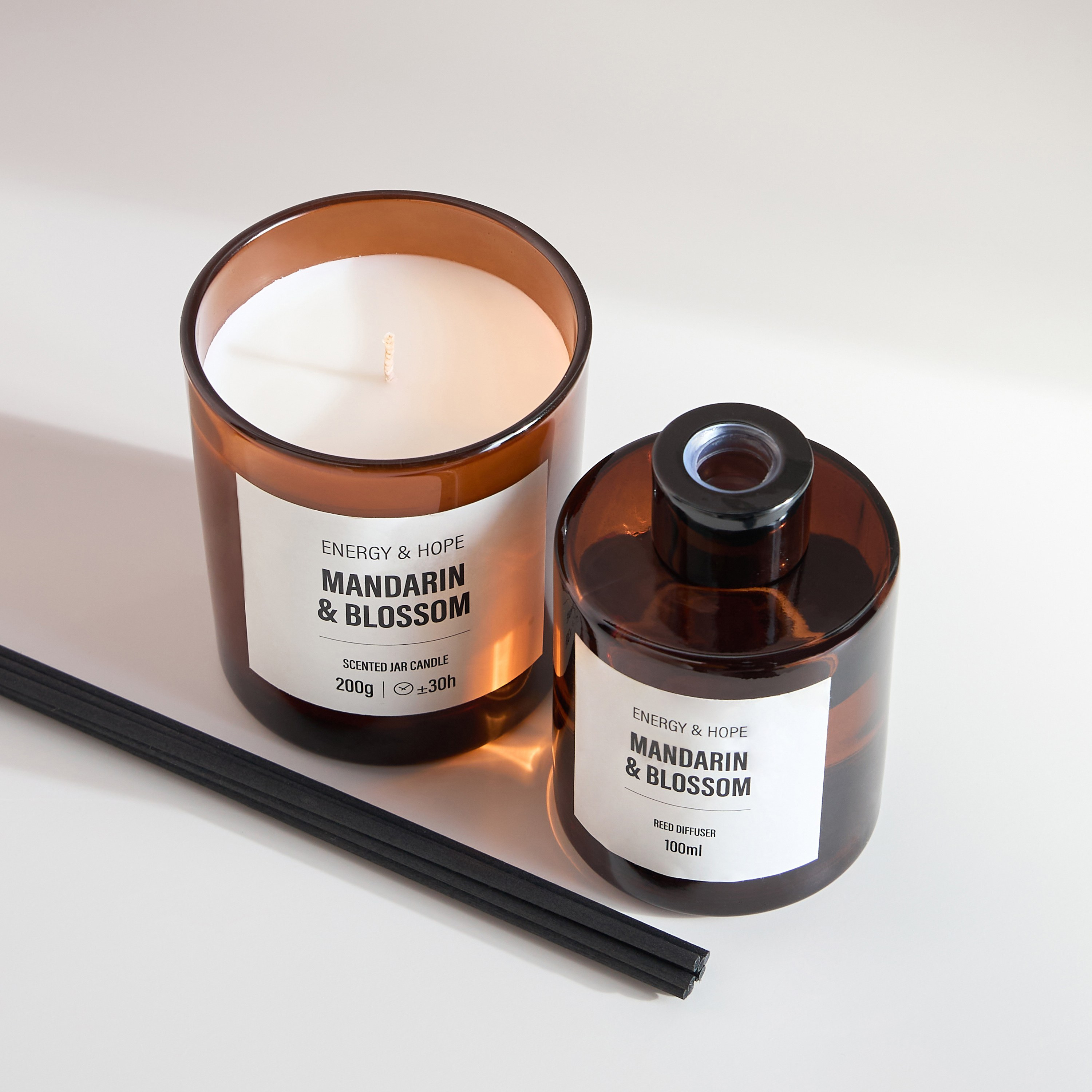 Wellness Mandarin and Blossom Scented Jar Candle and Reed Diffuser Gift Set-household-homefragrance-candles-image-2