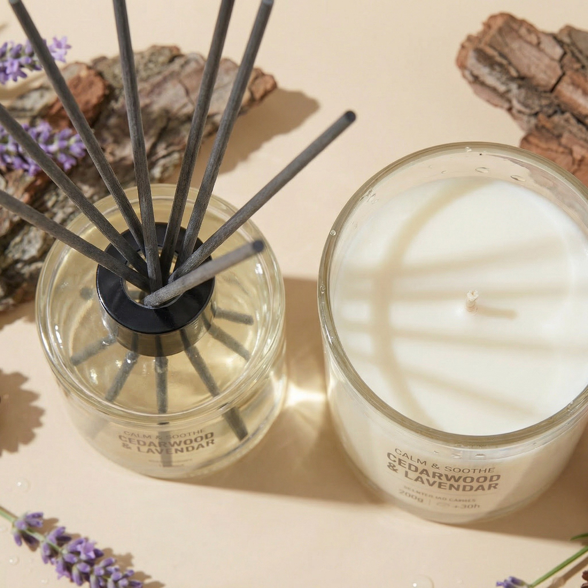 Wellness Lavender Cedarwood Scented Jar Candle and Reed Diffuser Gift Set-household-homefragrance-candles-image-2