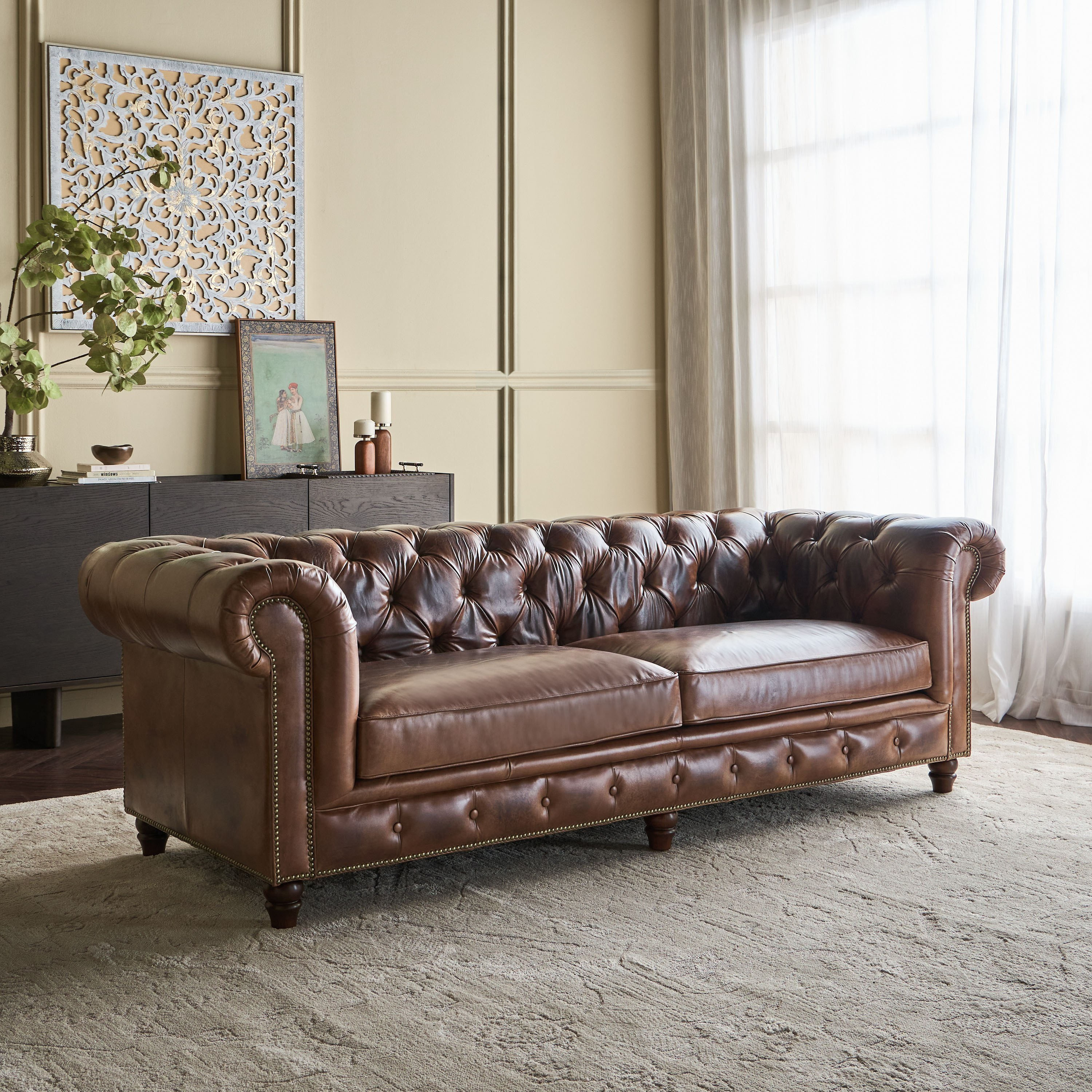 Pietro 3-Seater Full Leather Sofa