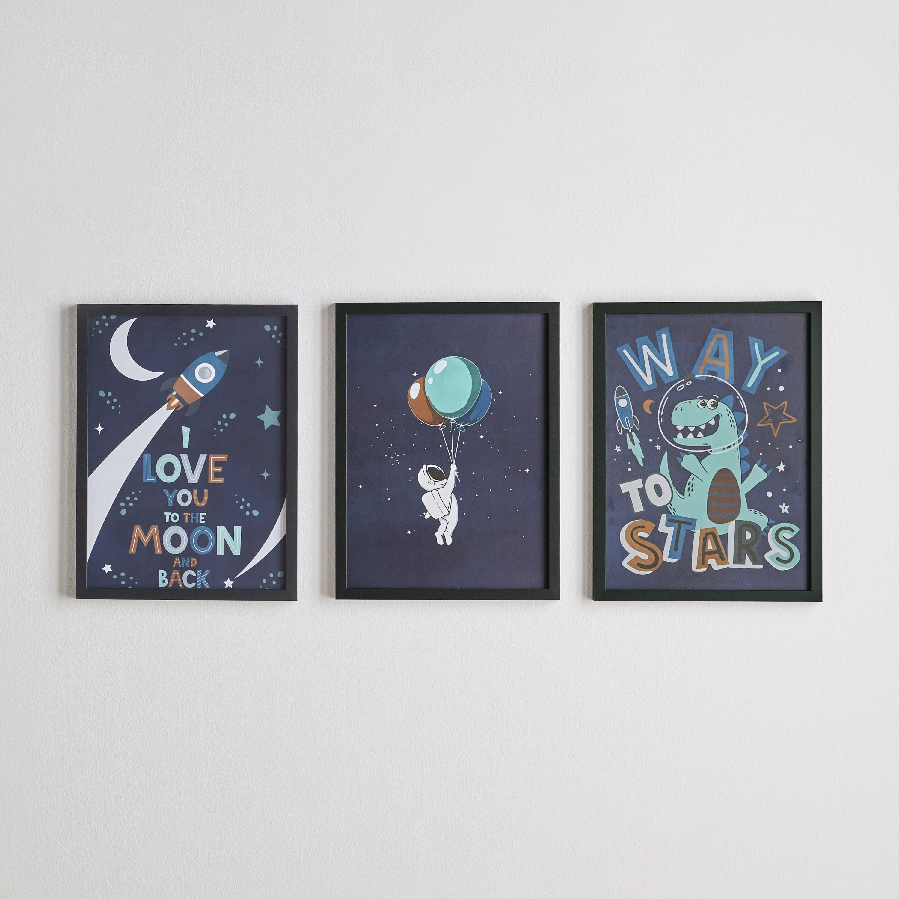 Zackary 3-Piece Space Fun Canvas Wall Art Set - 30x40 cm