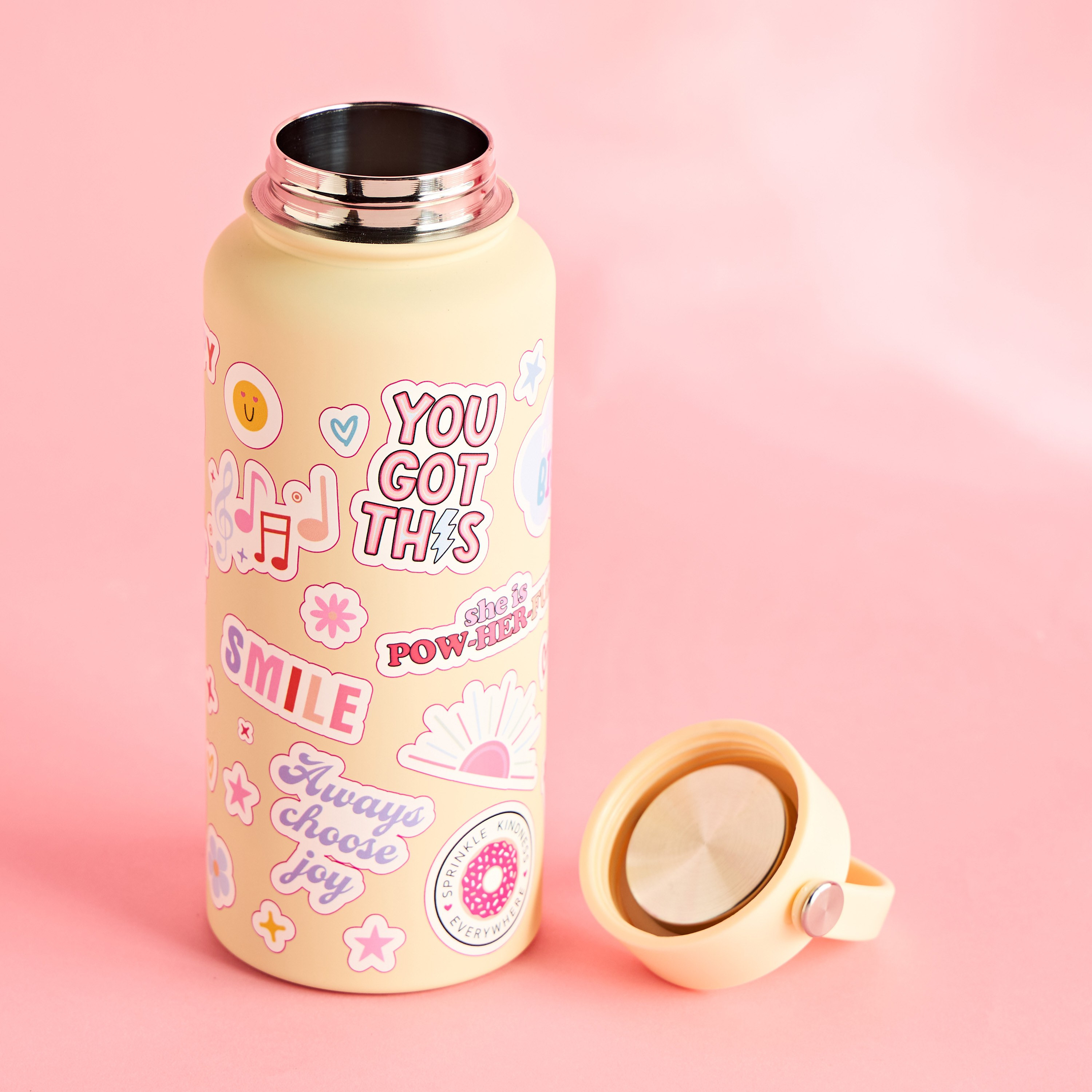Slogan Print Double Walled Stainless Steel Bottle - 1 L-babyandkids-eatanddrink-waterbottles-image-2