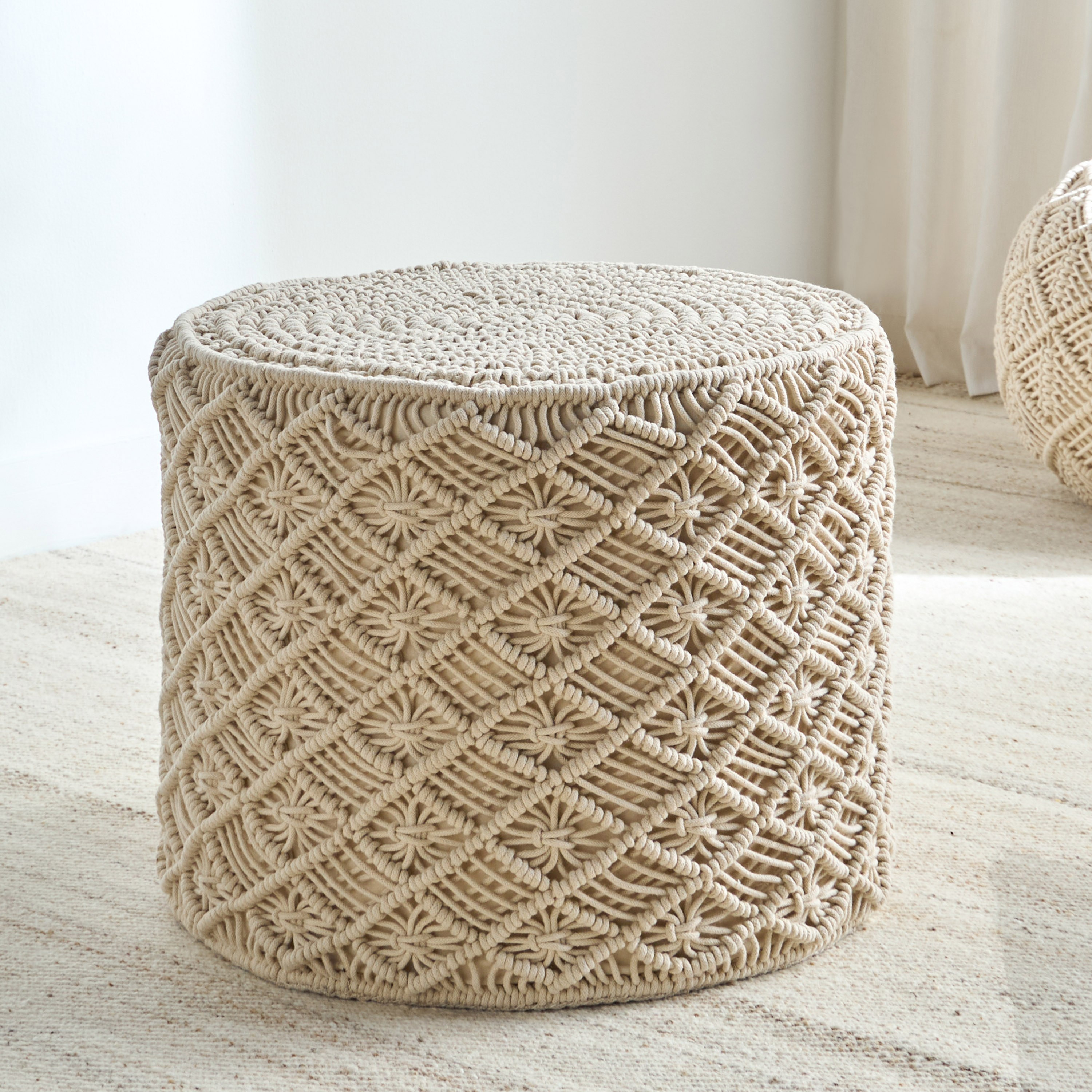 Macrame Pouf - 40x50 cm-household-cushionsandthrows-poufs-image-1
