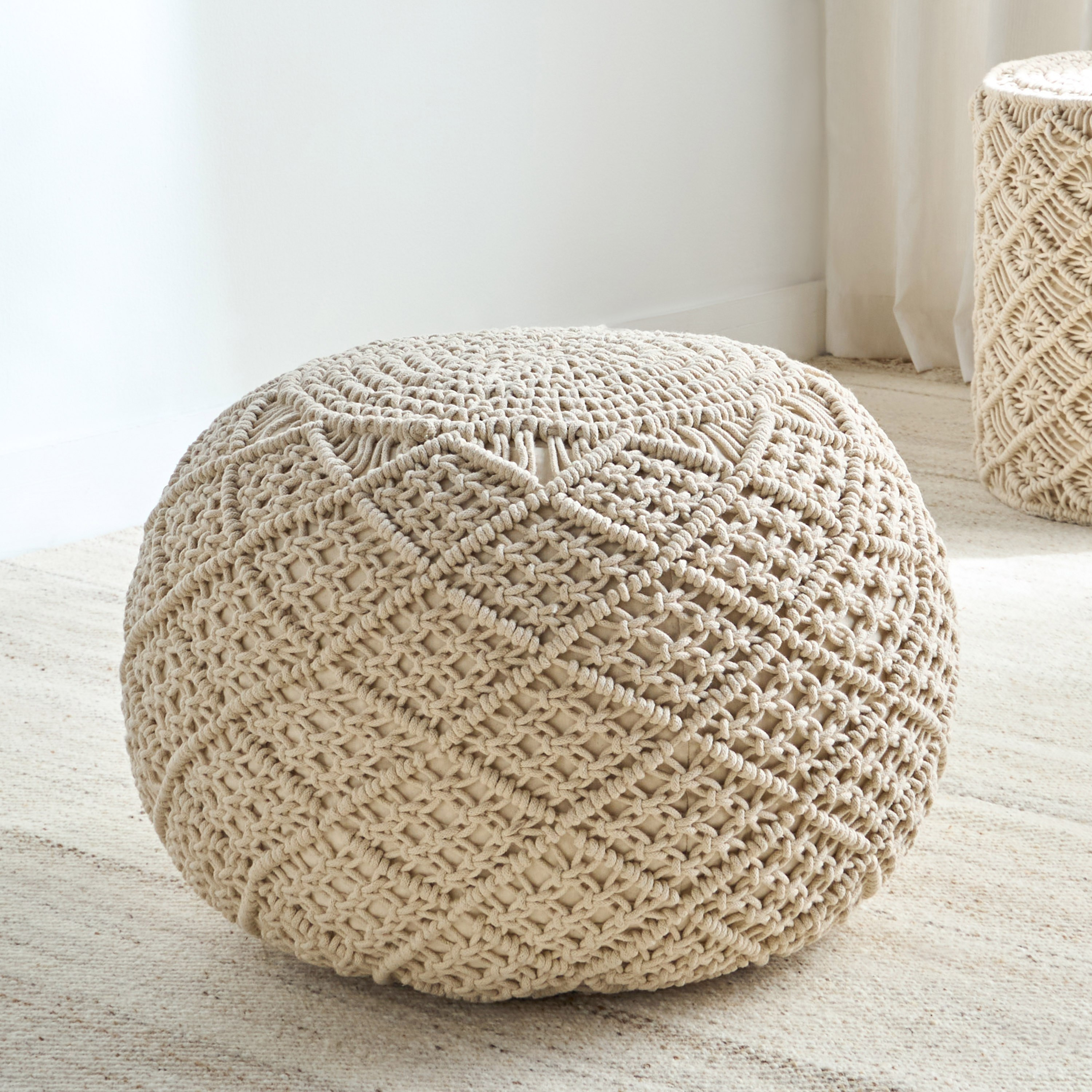 Macrame Pouf - 40x55 cm-household-cushionsandthrows-poufs-image-1