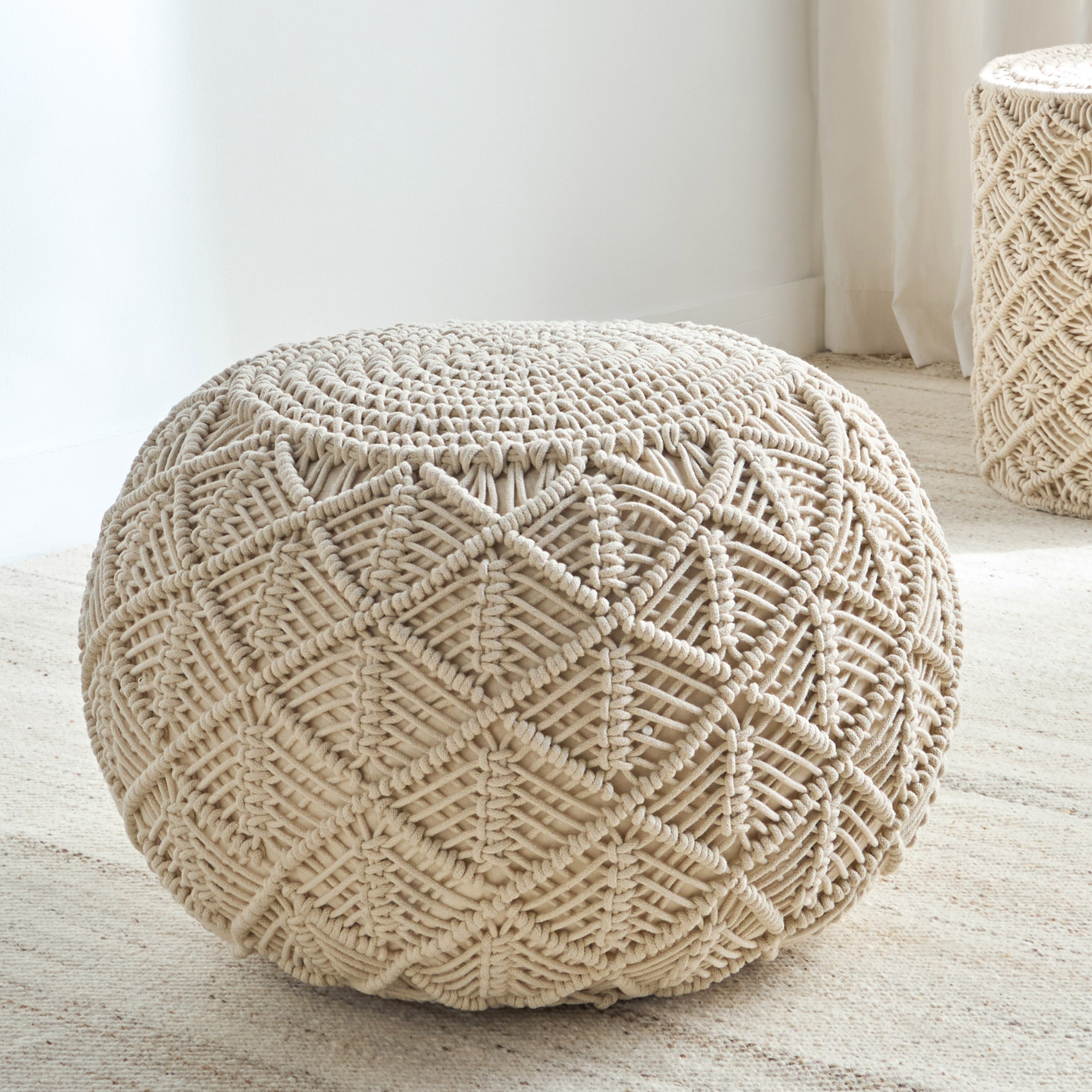 Macrame Pouf - 40x55 cm