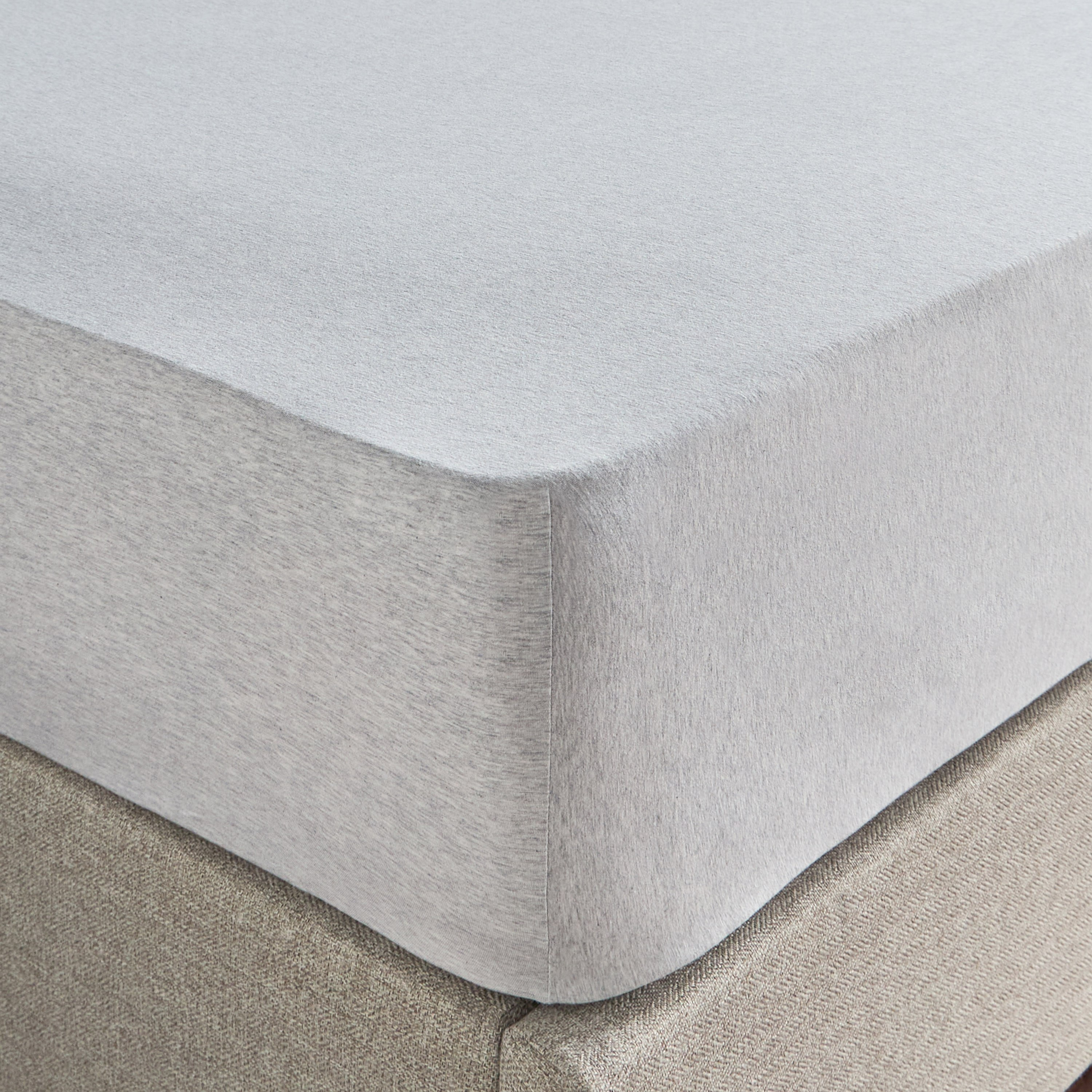 Cloud Melange Turkish Cotton Jersey Super King Fitted Sheet - 200x200 cm-household-bedding-sheetsandpillowcases-fittedsheets-image-1