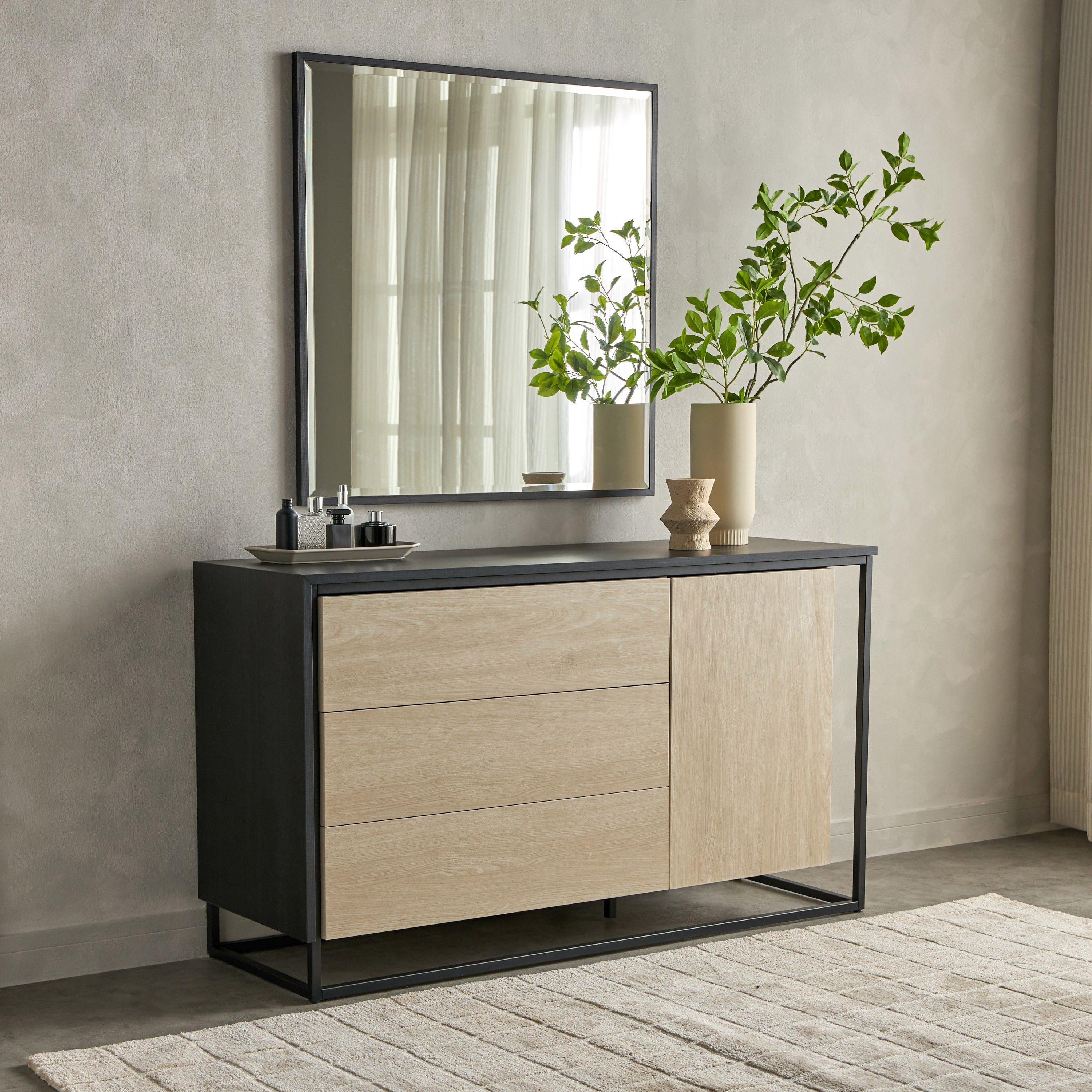 Rubik 3-Drawer Dresser with Mirror