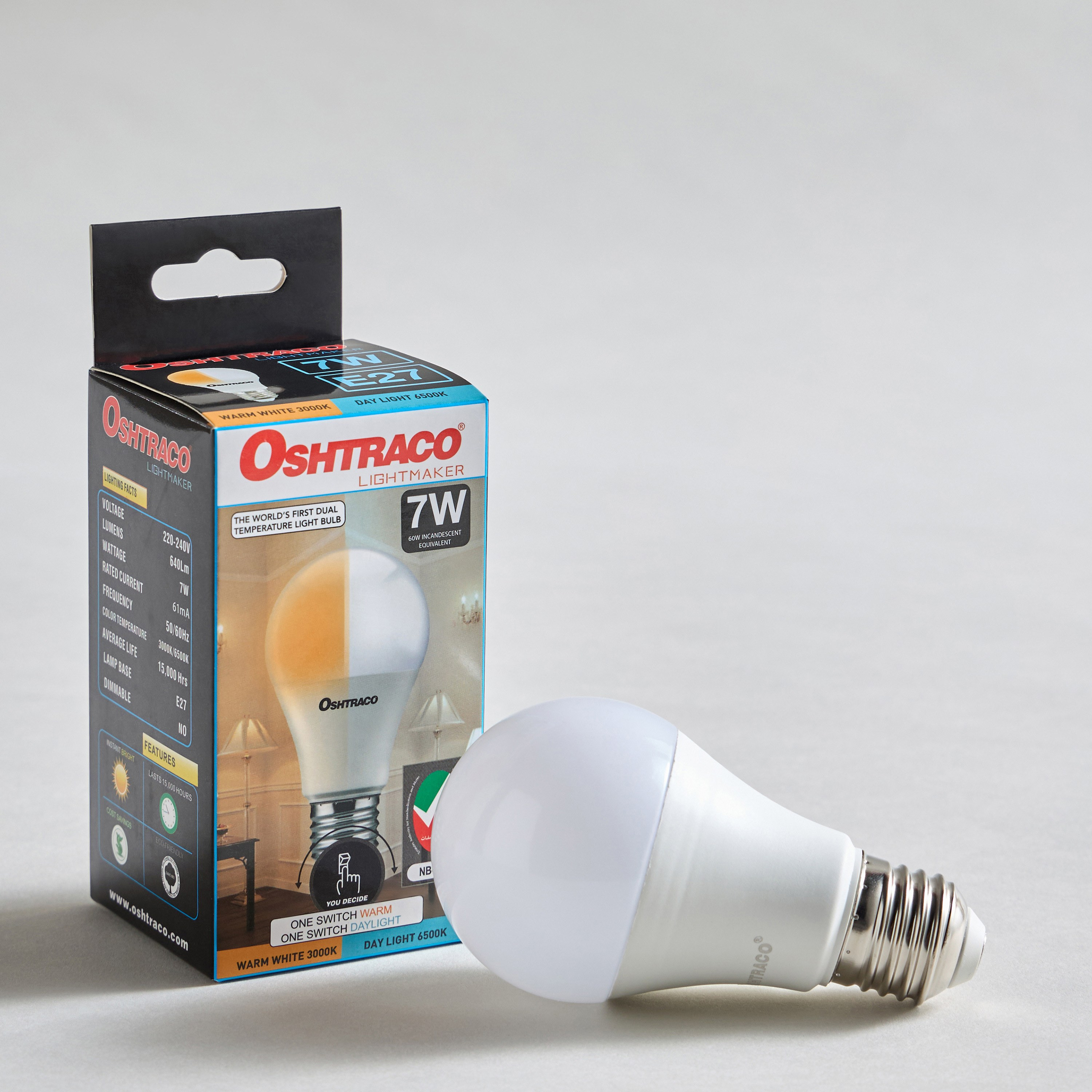 Oshtraco A60 LED Dimmable Bulb - 7 W E27 640 Lumen Warm White-household-lighting-bulbsandbatteries-bulbs-image-1
