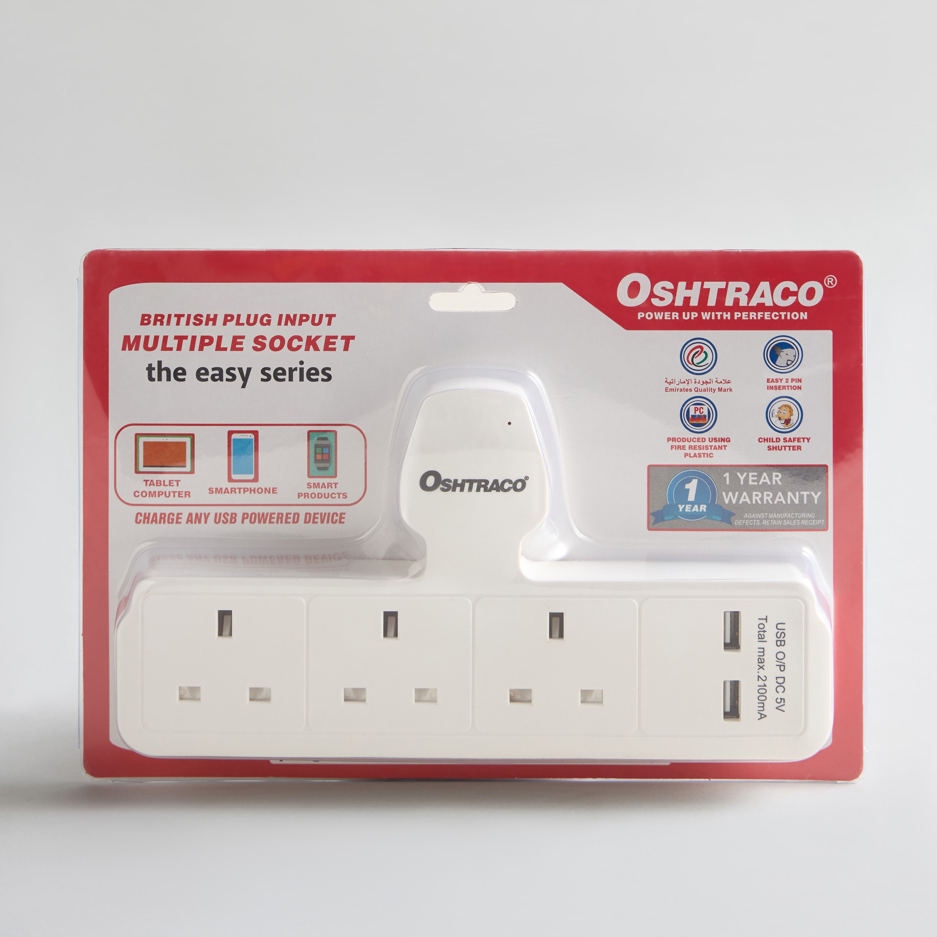 Oshtraco 3-Way Multi Socket Outlet with USB Chargers-household-lighting-electricalaccessories-image-1