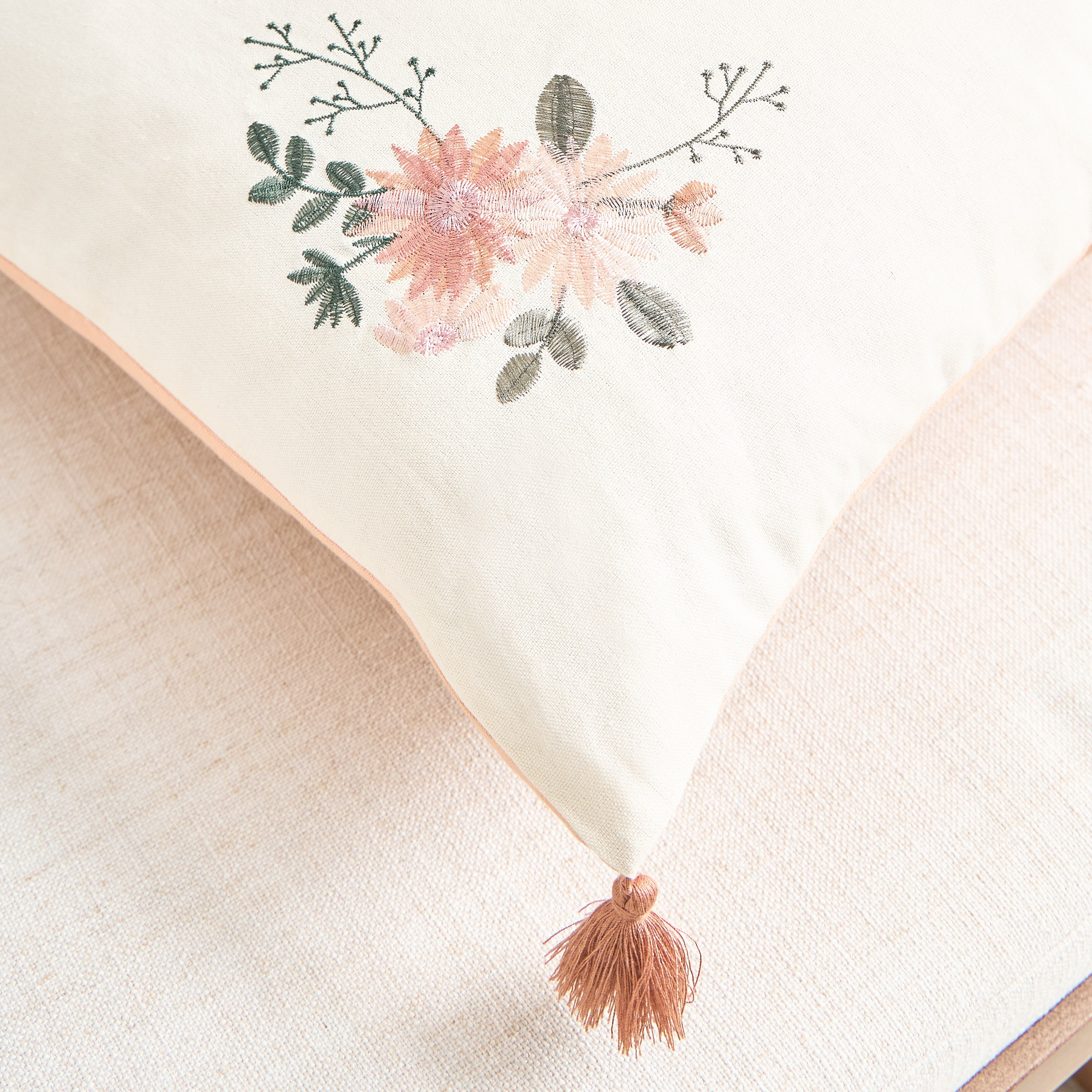 Flora Embroidered Cushion Cover - 50x50 cm-household-cushionsandthrows-cushioncovers-image-2