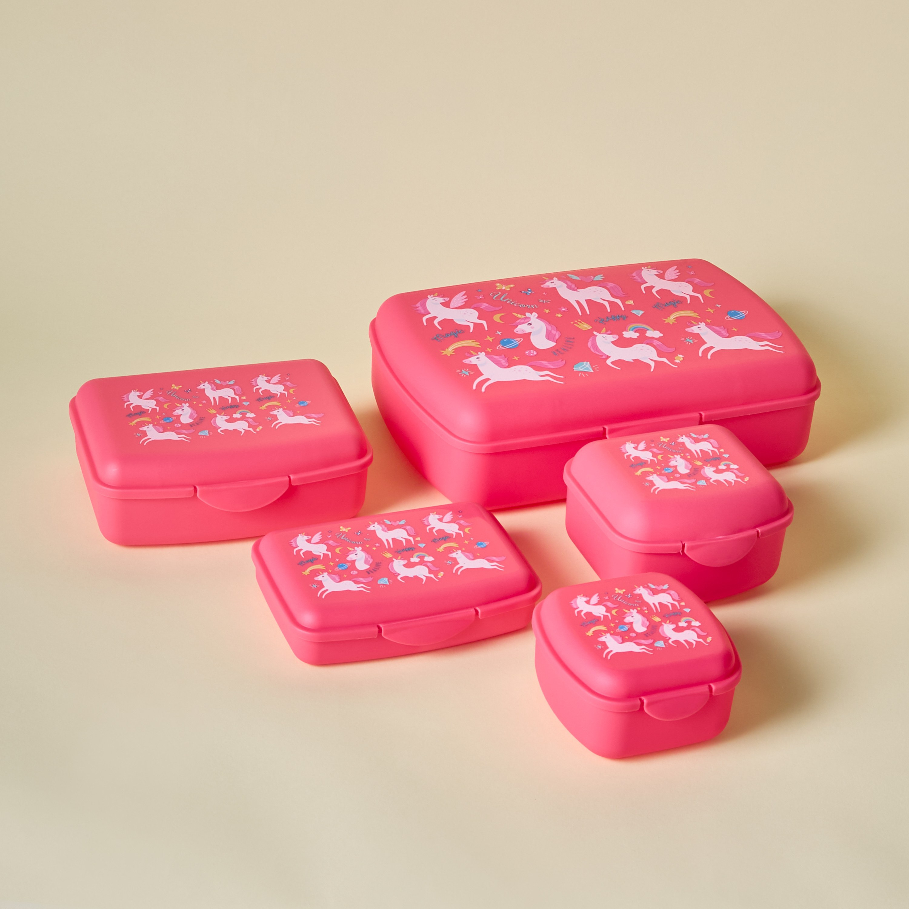 صندوق غداء 5 قطع - هابي يونيكورن-babyandkids-eatanddrink-lunchboxesandbags-image-1