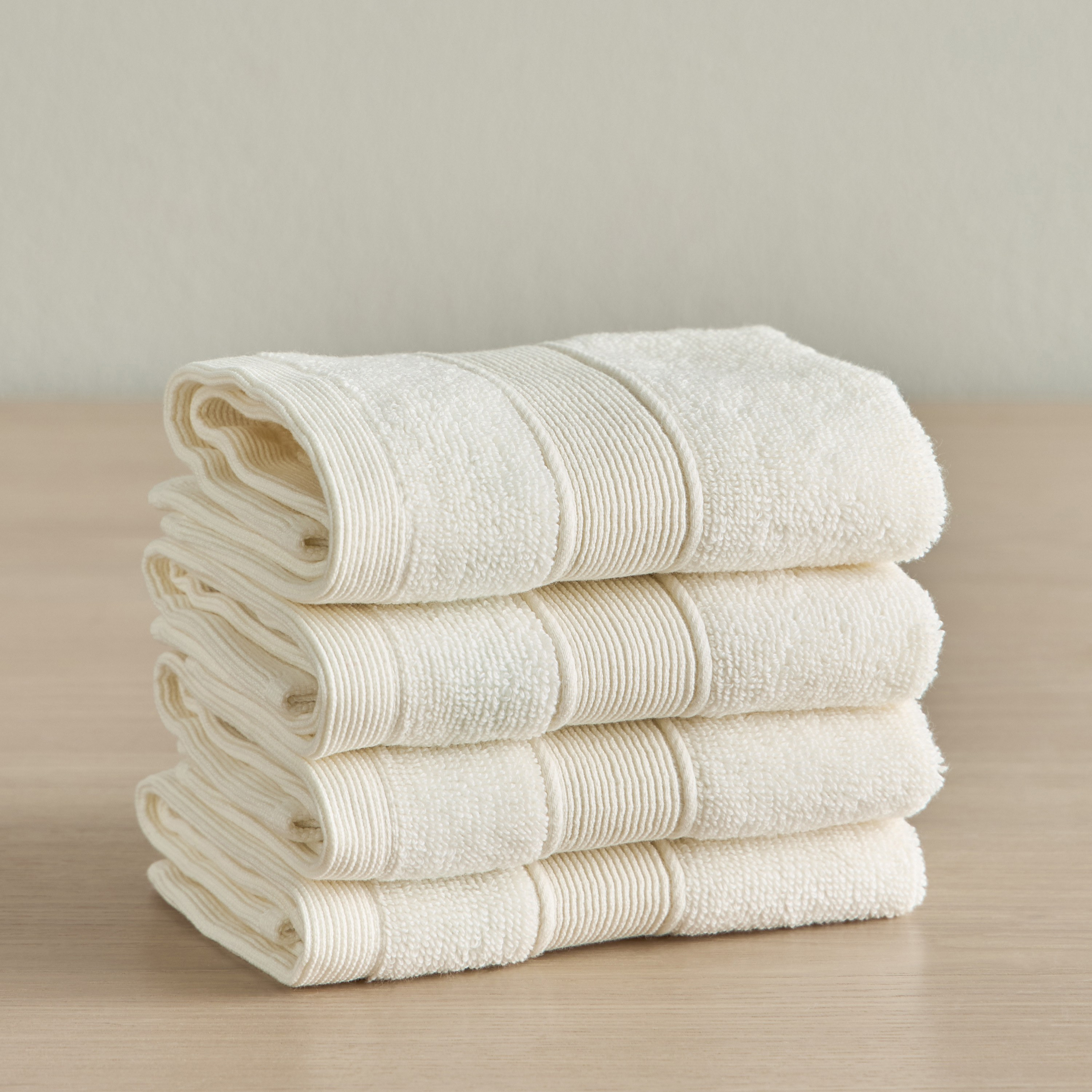 Shop Eco Soft 4 Piece 650 GSM Organic Turkish Cotton Fingertip Towel Set 30x30 cm Online Homecentre Oman