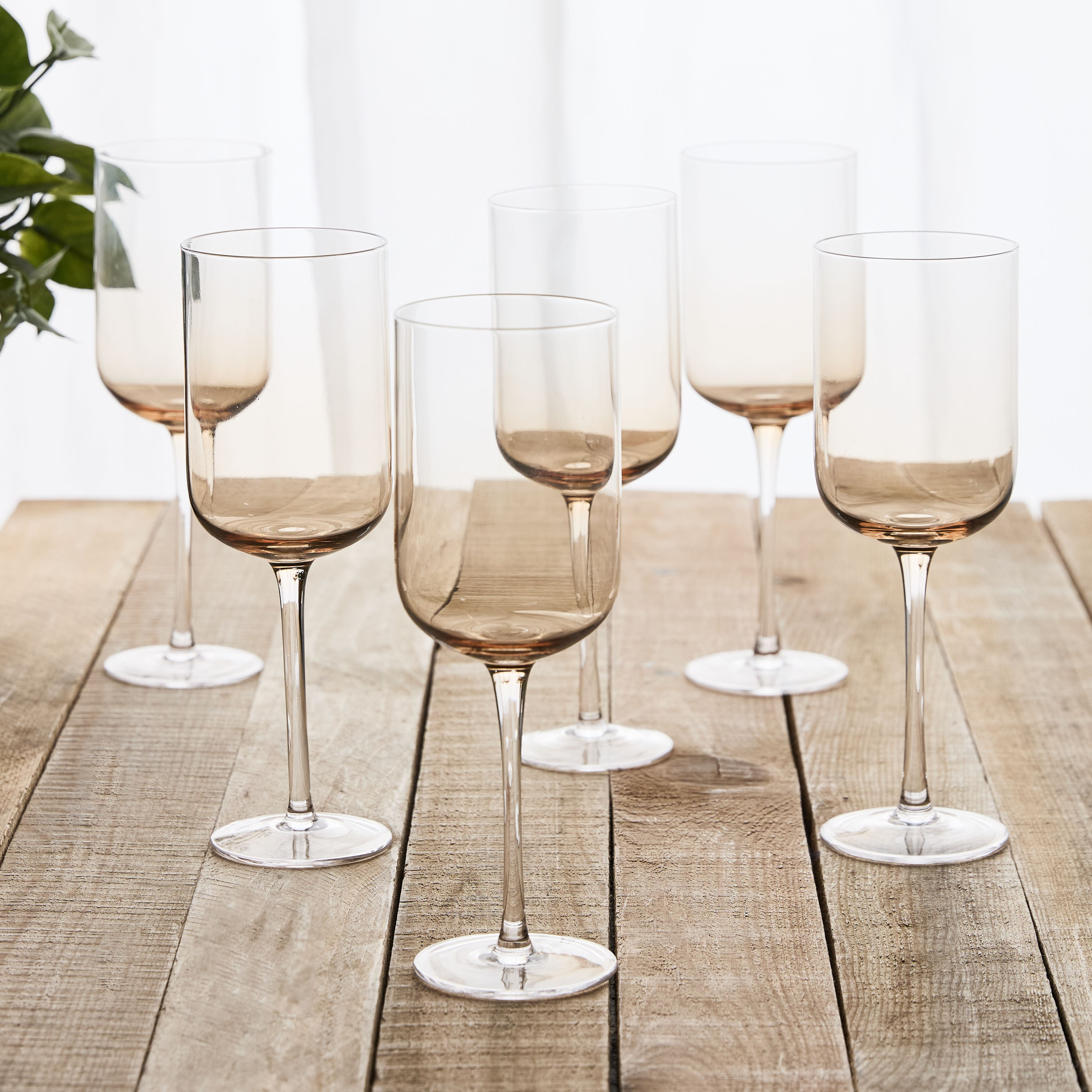 طقم كاسات زجاجية طويلة 6 قطع- إيرثي بيبل - 435 مل-household-dining-glassware-stemware-image-1