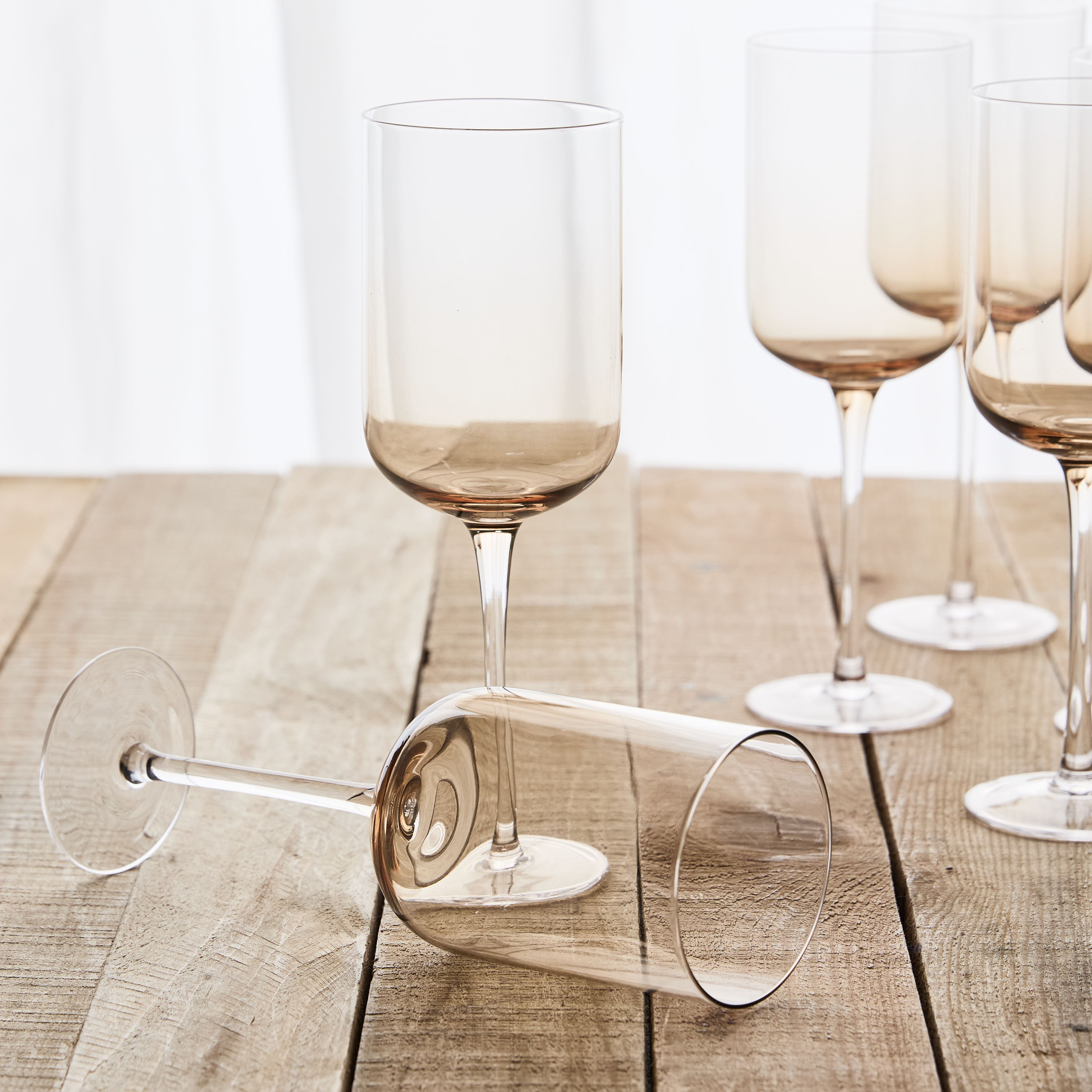 طقم كاسات زجاجية طويلة 6 قطع- إيرثي بيبل - 435 مل-household-dining-glassware-stemware-image-2