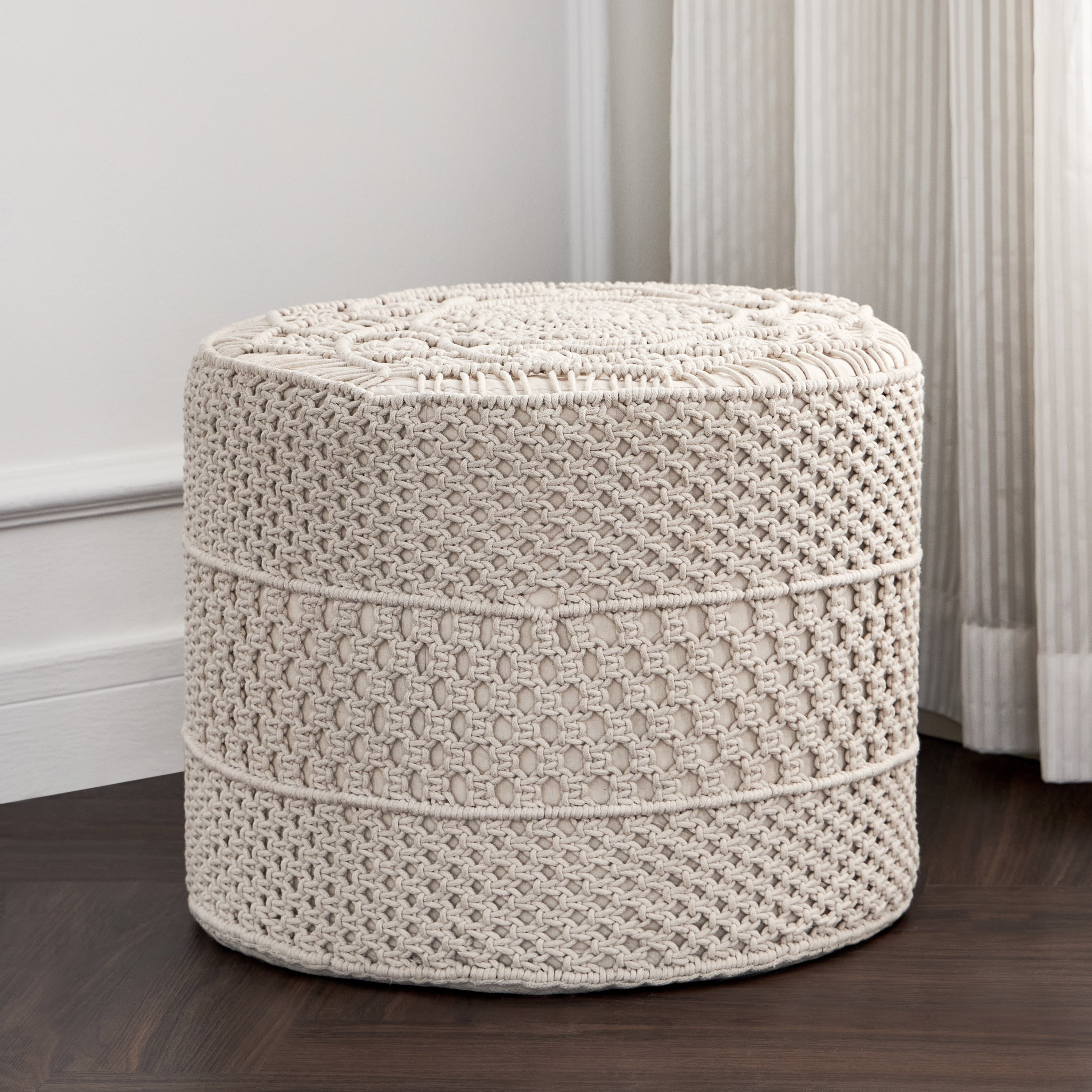 Macrame Pouf - 40x50 cm-household-cushionsandthrows-poufs-image-1