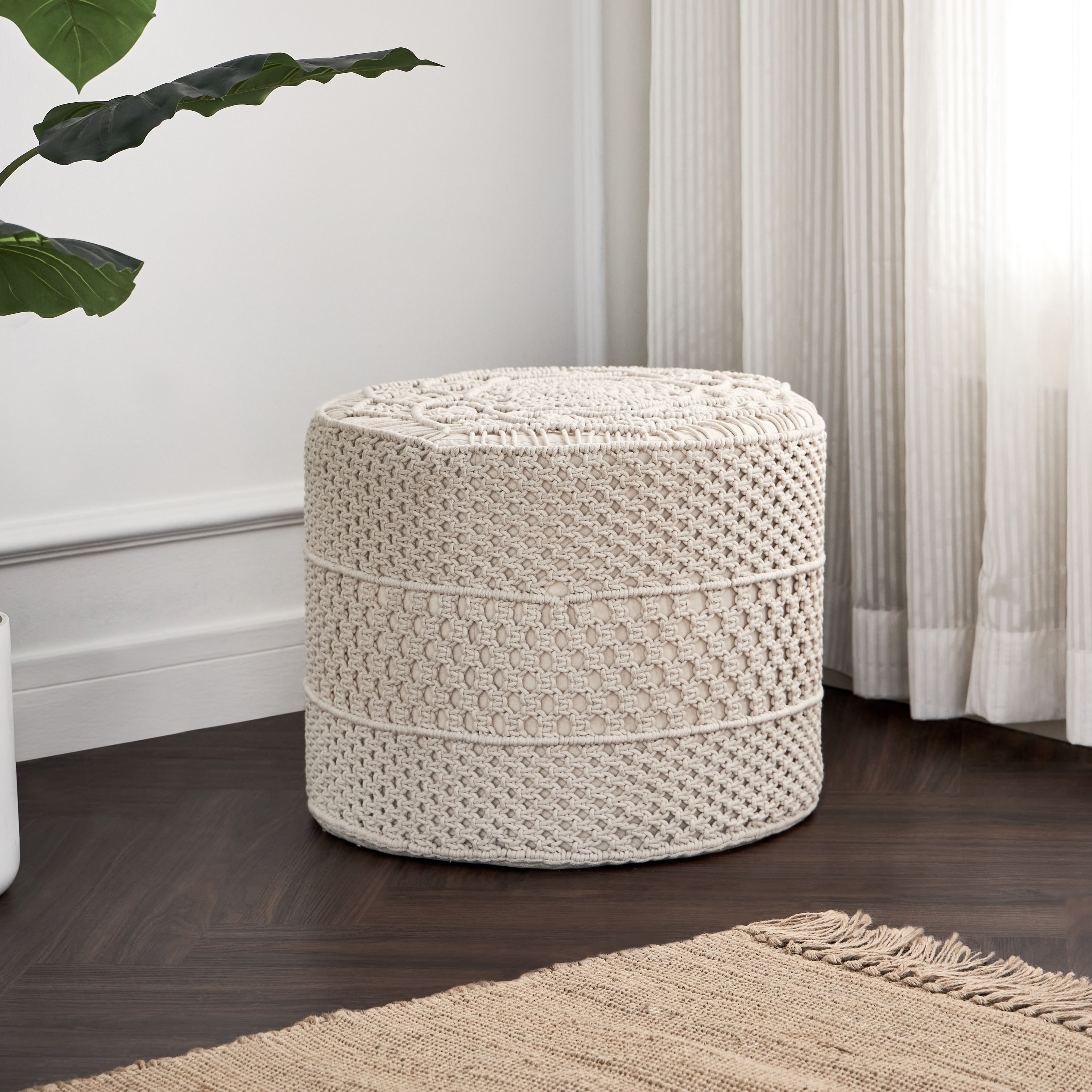Macrame Pouf - 40x50 cm-household-cushionsandthrows-poufs-image-4