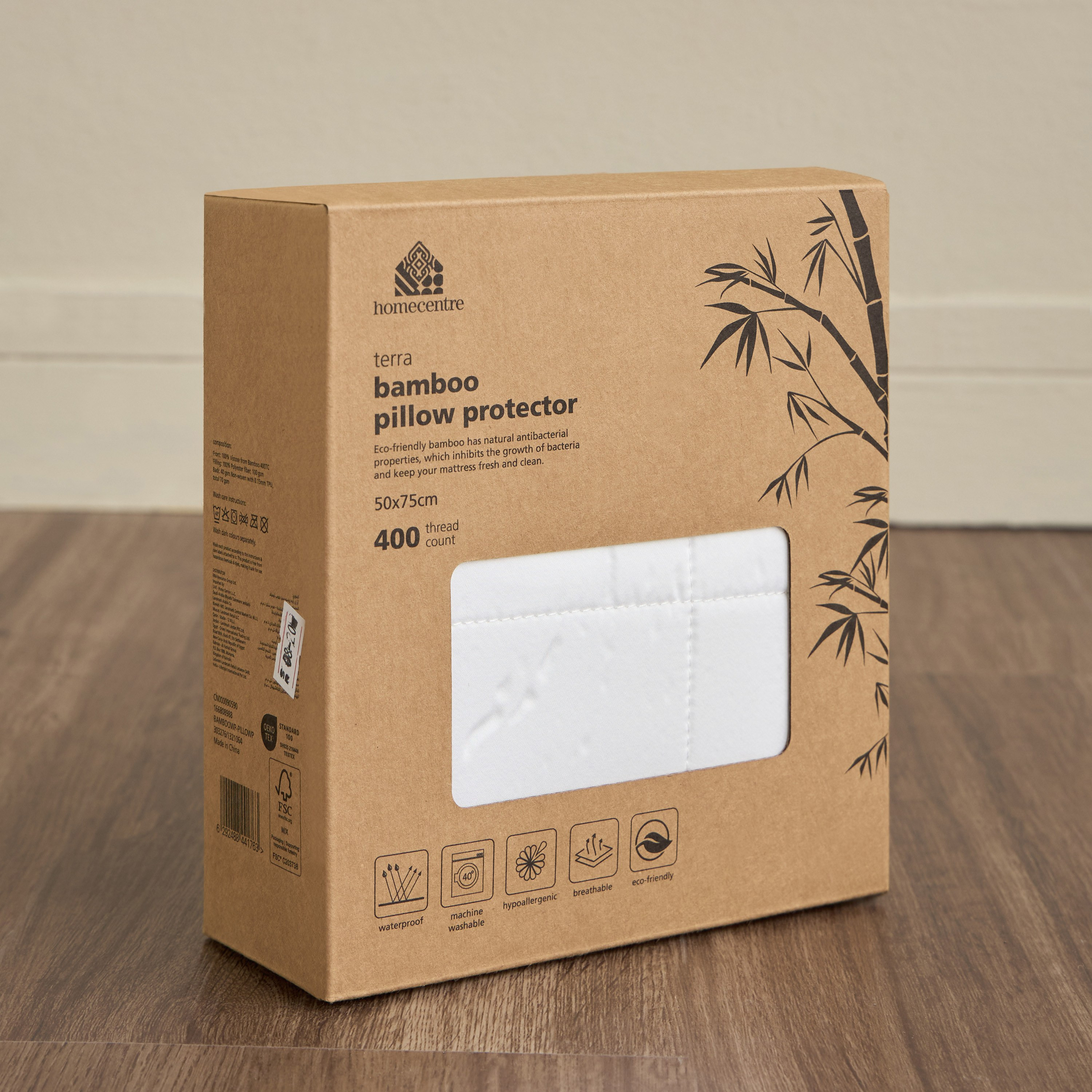 Terra Bamboo 400 Thread Count Pillow Protector -  50x75 cm-household-bedding-mattresstoppersandprotectors-pillowprotectors-image-5