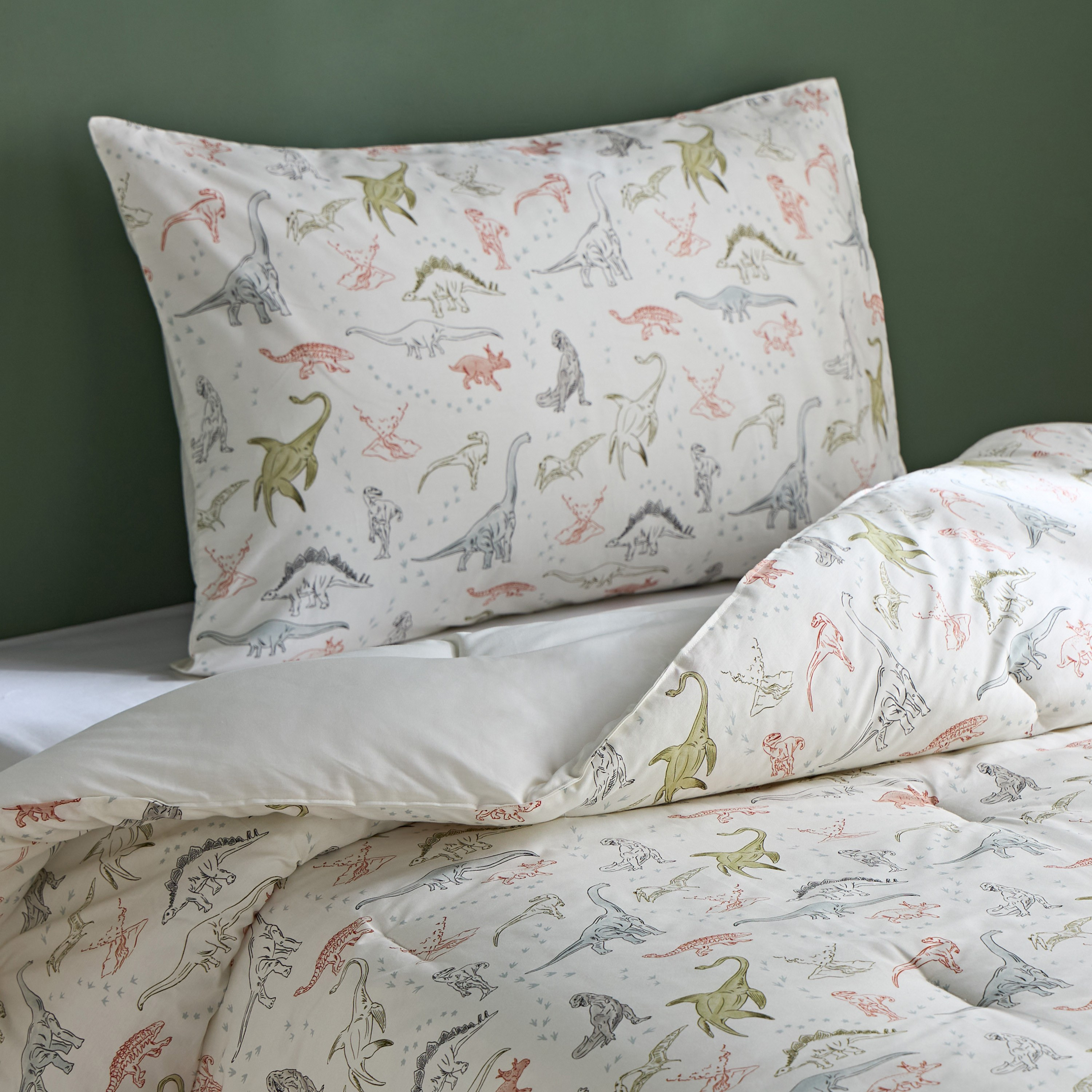 طقم لحاف فردي قطن بطبعات دينو - إلتون- قطعتين- 135x220 سم-babyandkids-beddingandwindows-bedding-comforters-image-1