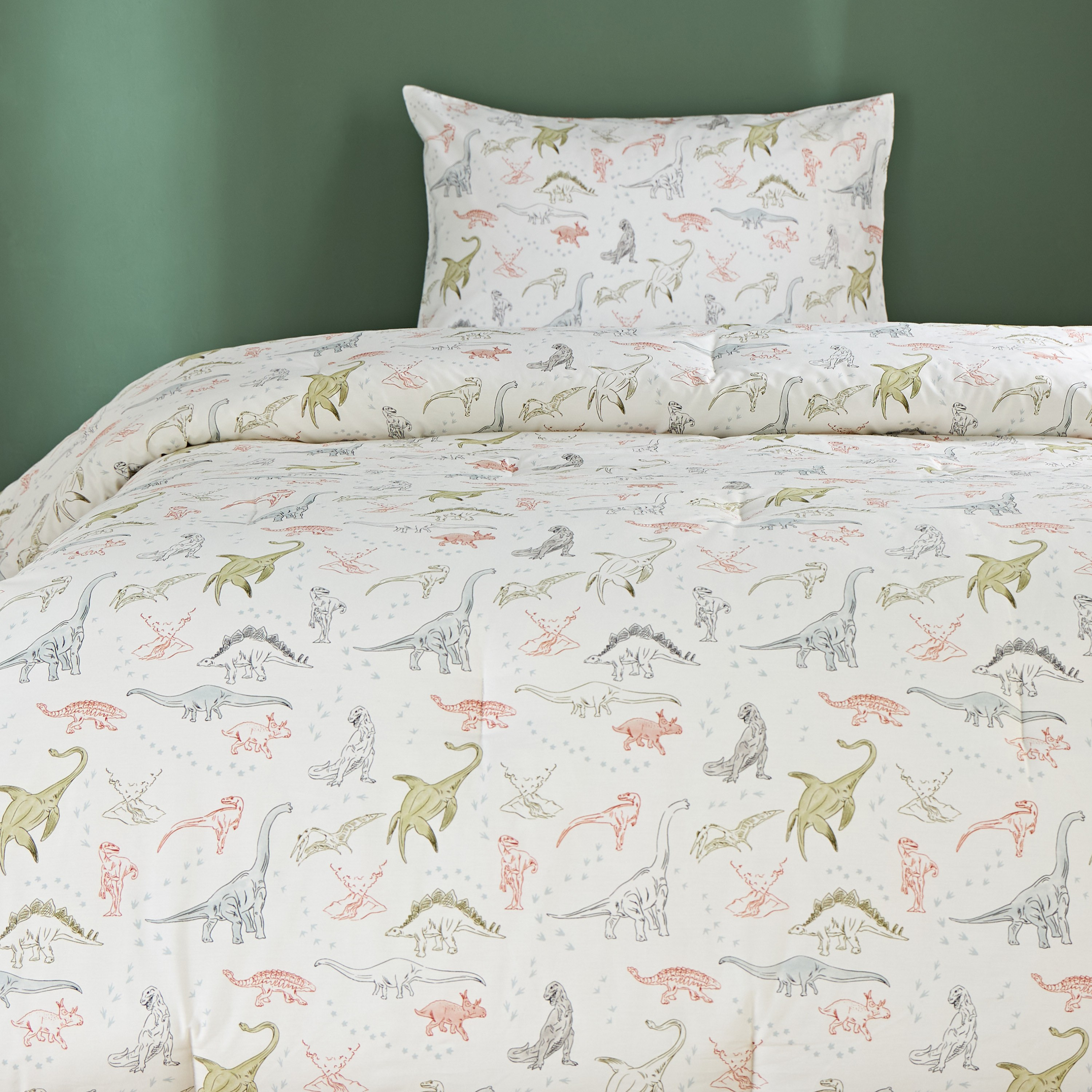 طقم لحاف فردي قطن بطبعات دينو - إلتون- قطعتين- 135x220 سم-babyandkids-beddingandwindows-bedding-comforters-image-2