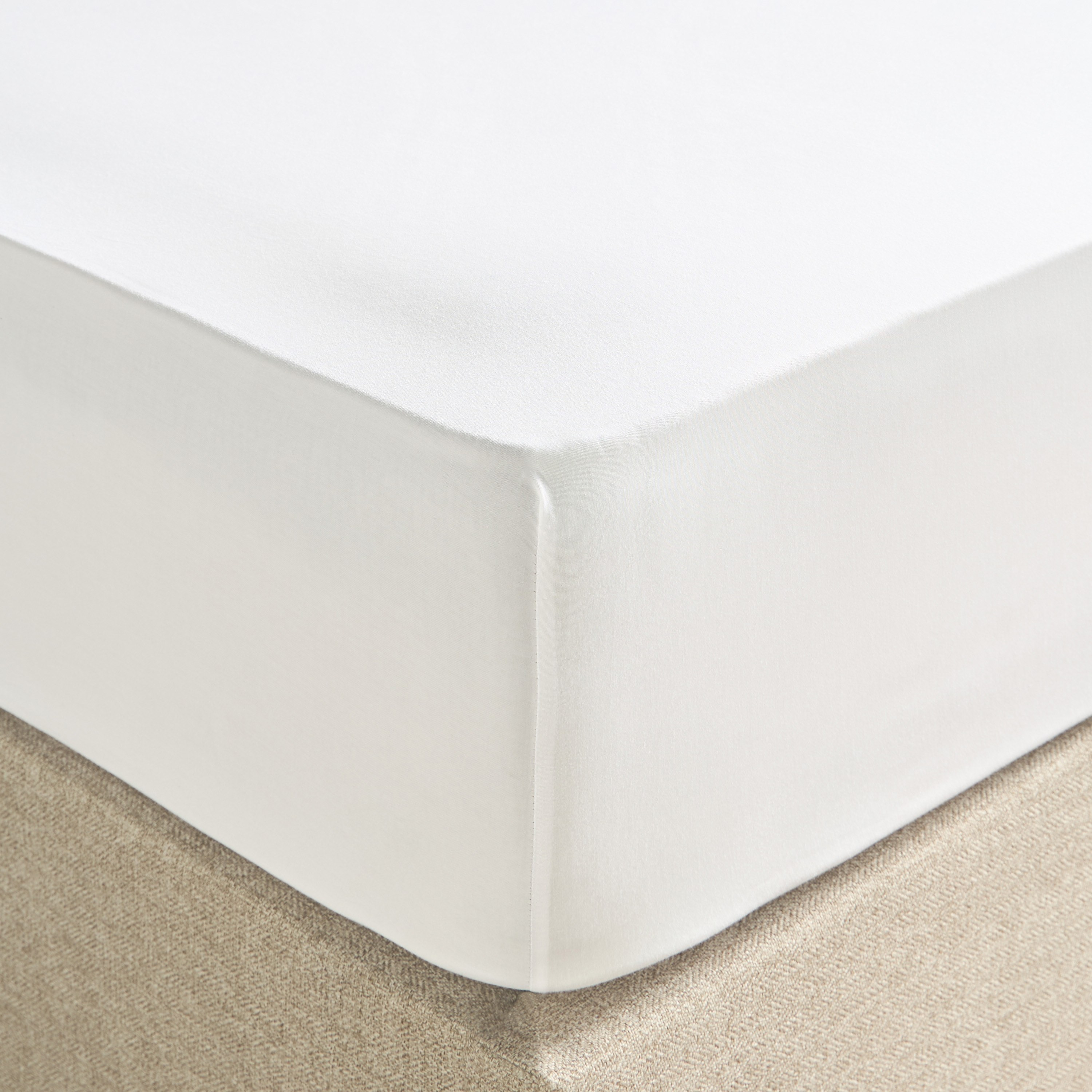 Oasis Cotton Sateen 200 Thread Count Super King Fitted Sheet - 200x205 cm-household-bedding-sheetsandpillowcases-fittedsheets-image-1
