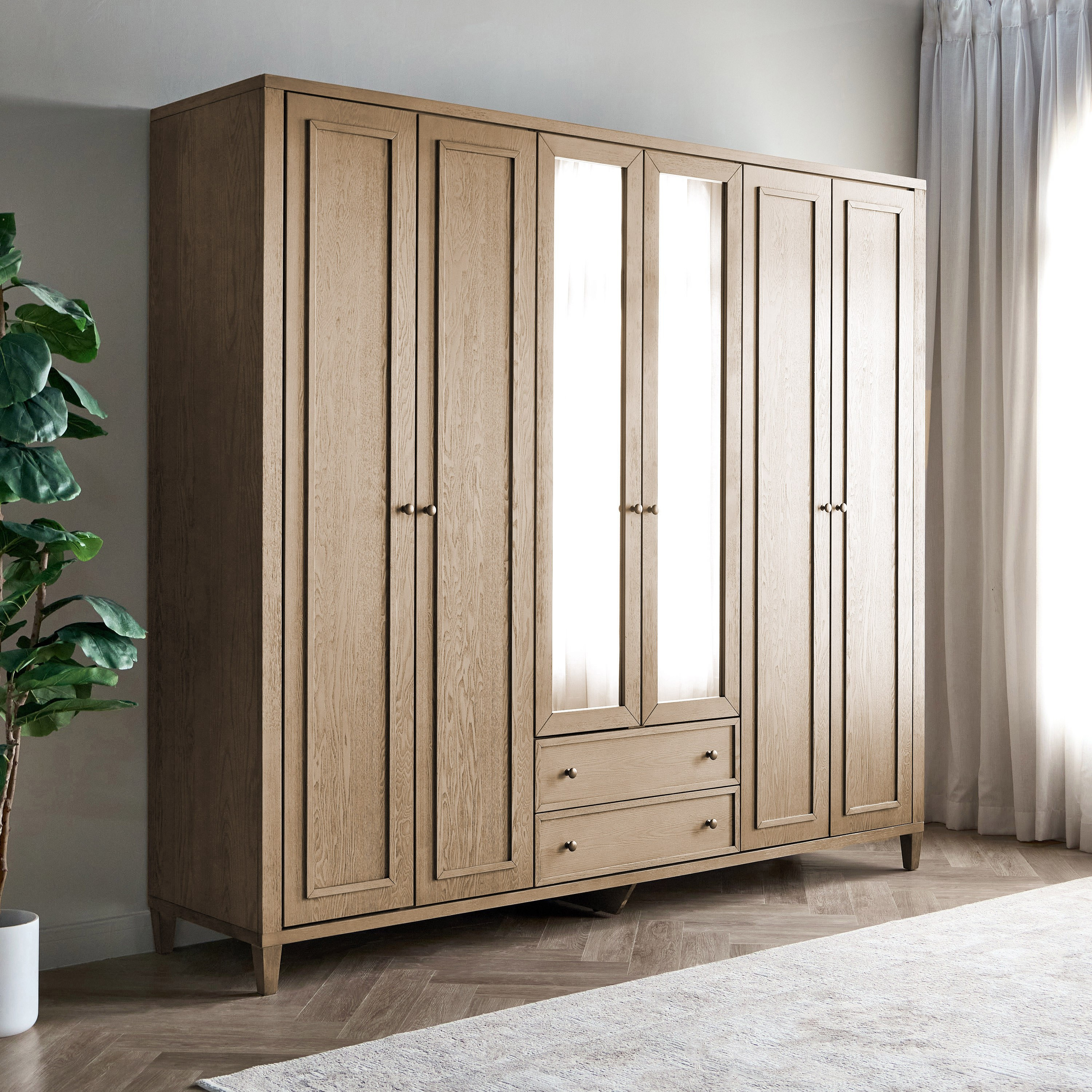 Leopold 6-Door Wardrobe with Drawers-furniture-bedroom-wardrobes-image-1