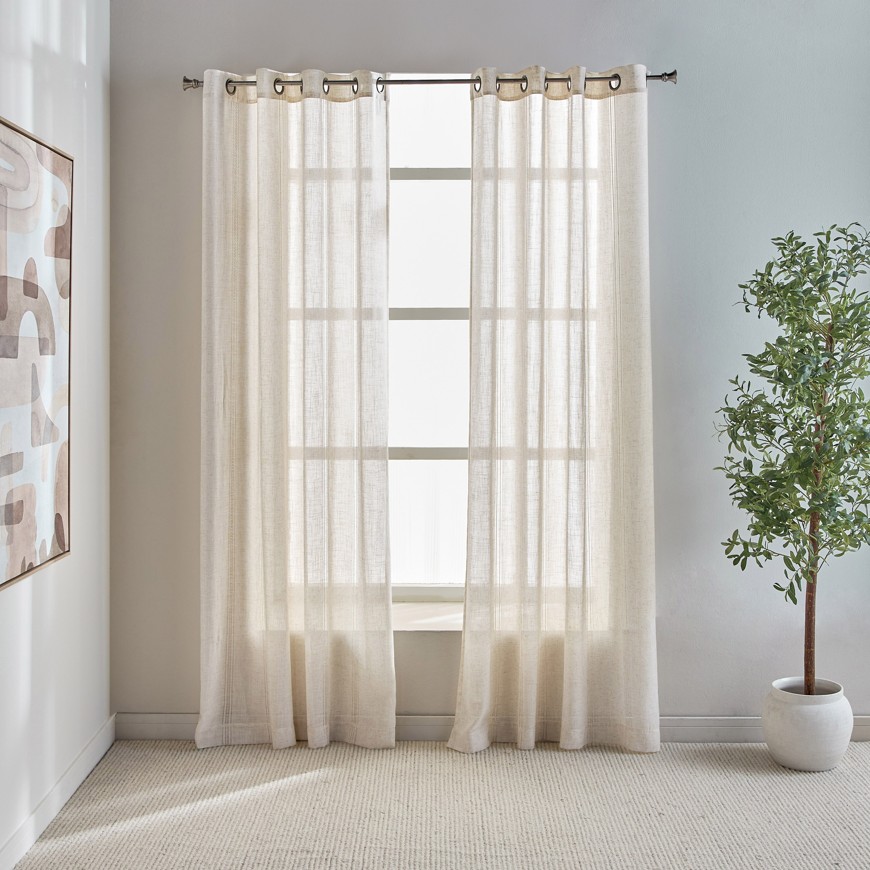 طقم ستائر شفافة من قطعتين - جلوريا - 140x240 سم-household-windows-curtains-image-1