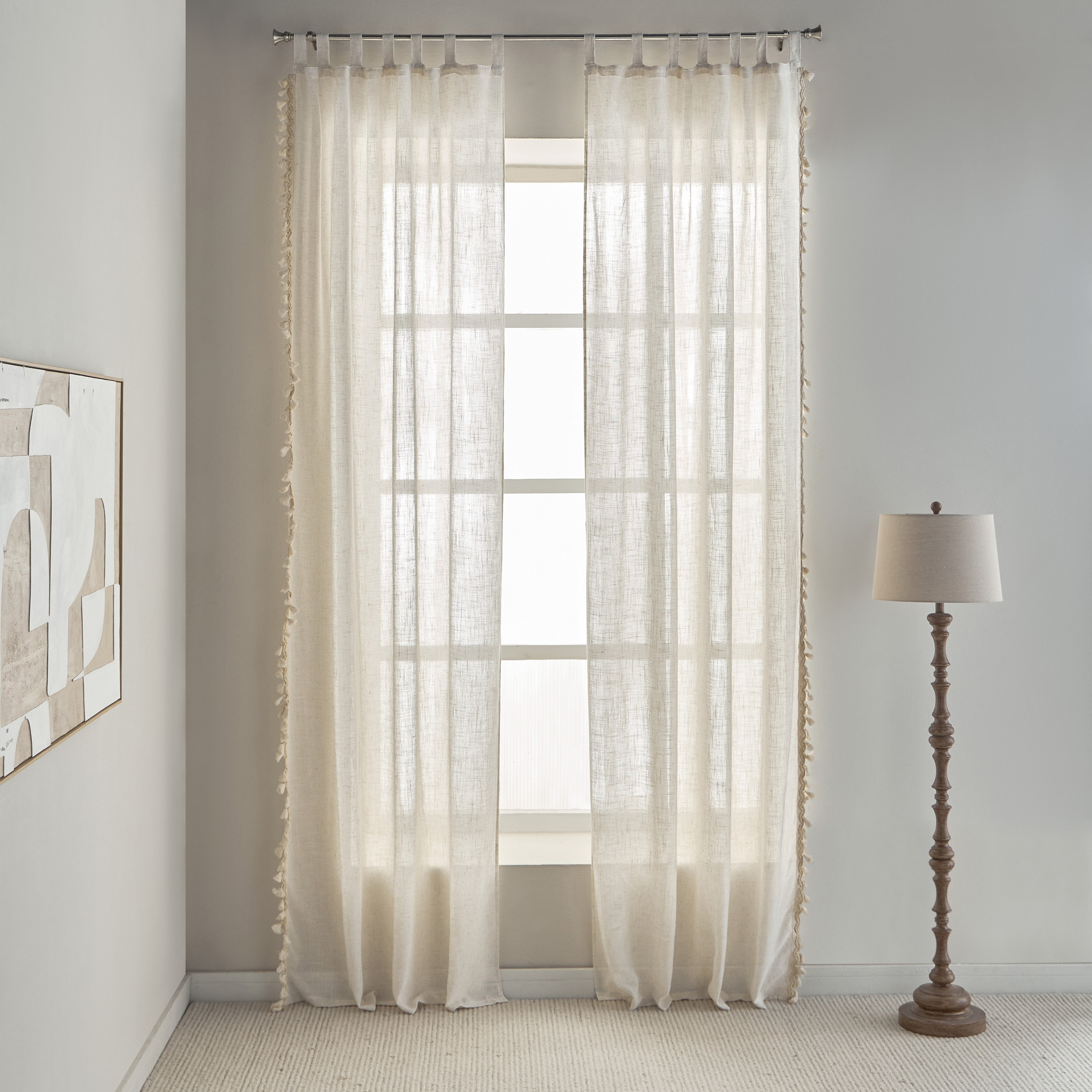 طقم ستائر شفافة من قطعتين - أفلين - 135x300 سم-household-windows-curtains-image-1