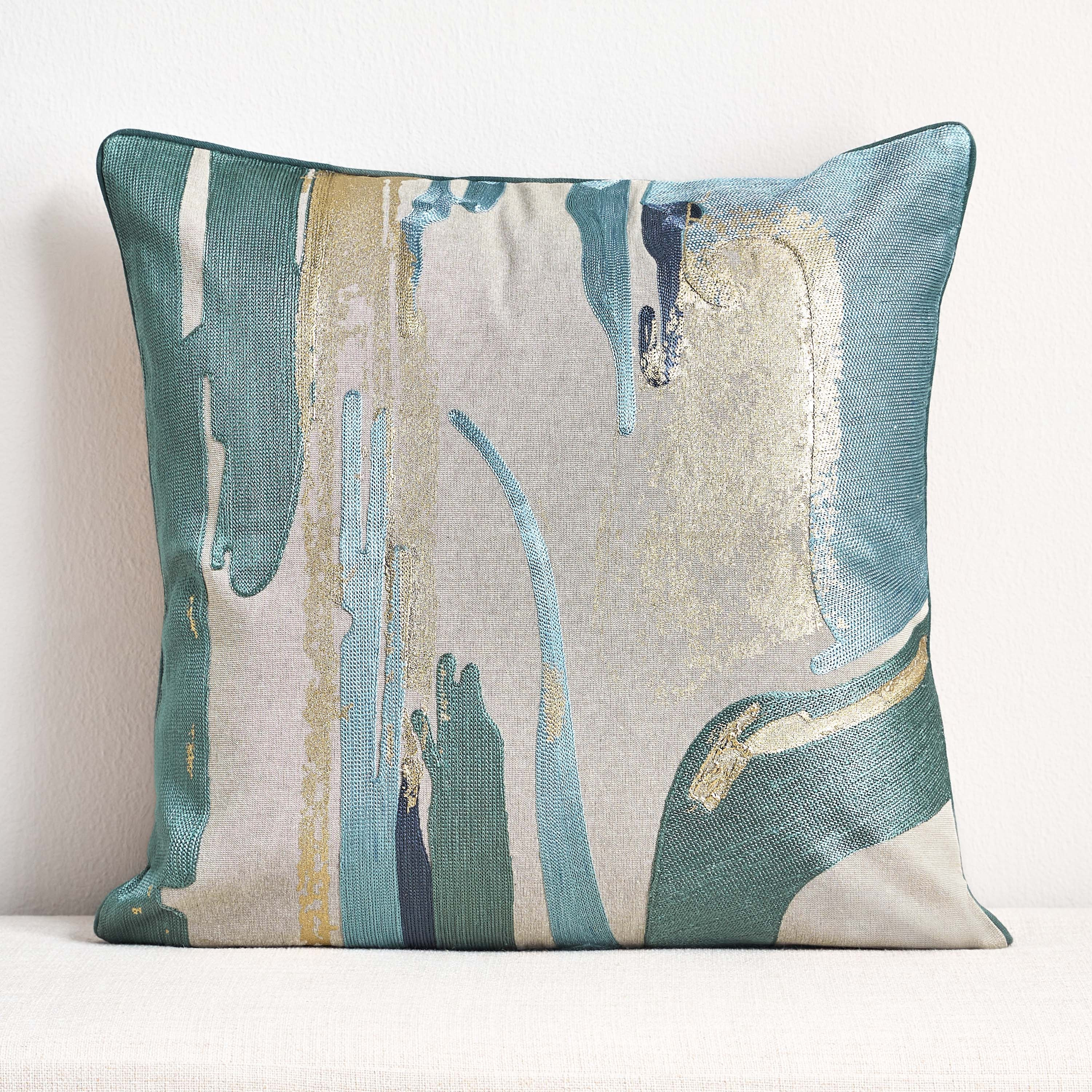 وسادة محشوة مطرزة بطبعات رقائق معدنية - تيفولي - 50x50×50 سم-household-cushionsandthrows-filledcushions-decorativecushions-image-1