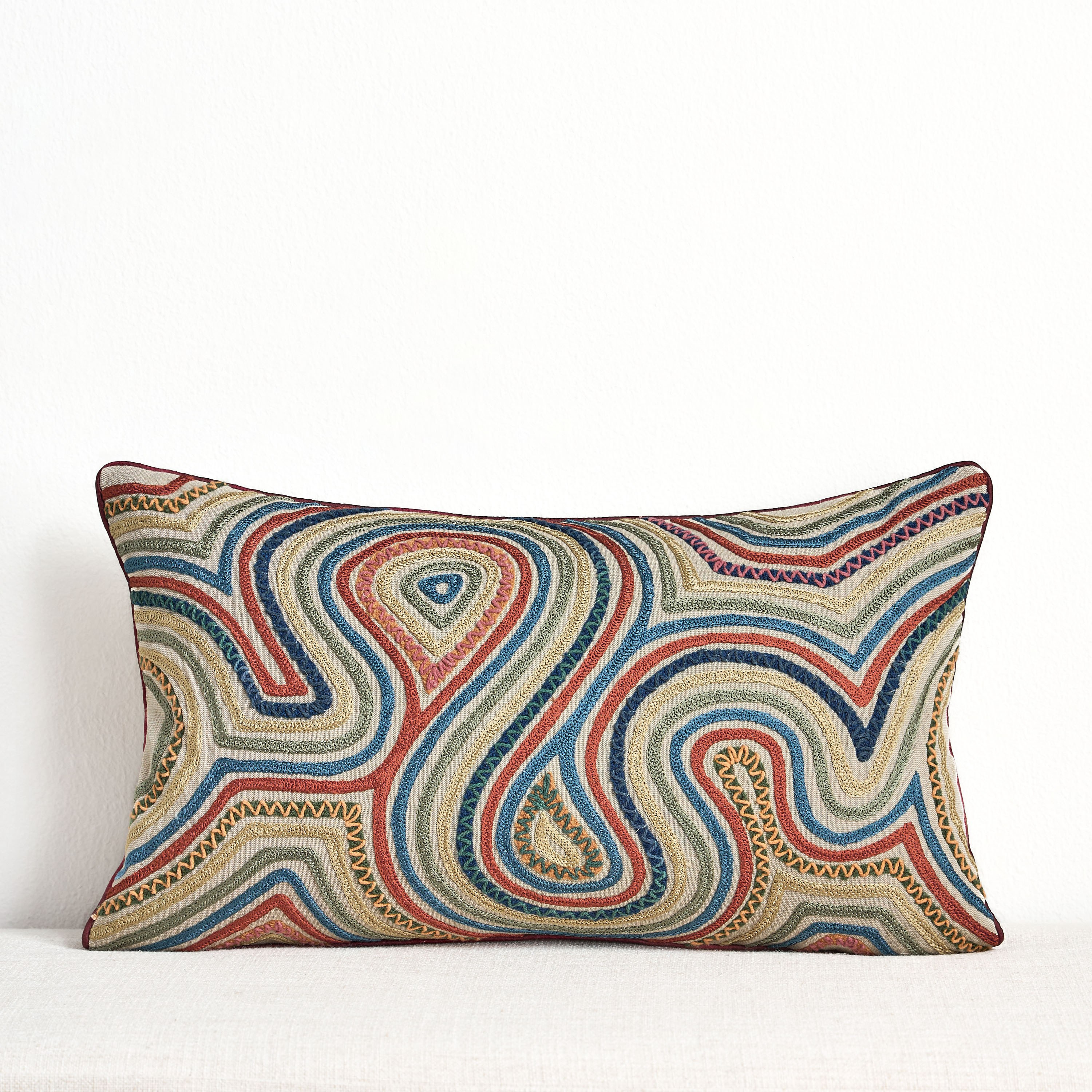 Corfu Embroidered Filled Cushion - 30x50 cm-household-cushionsandthrows-filledcushions-decorativecushions-image-1