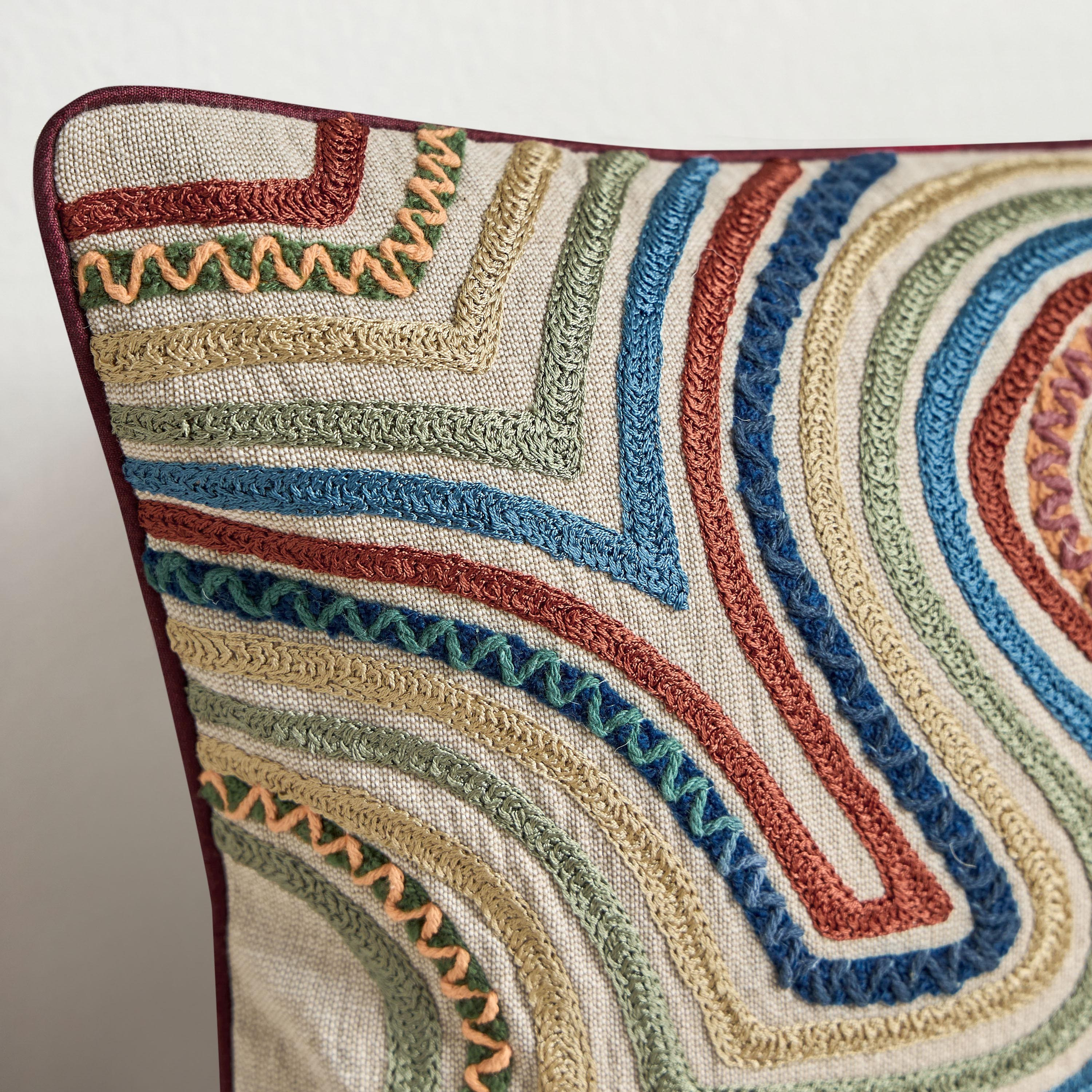 Corfu Embroidered Filled Cushion - 30x50 cm-household-cushionsandthrows-filledcushions-decorativecushions-image-2