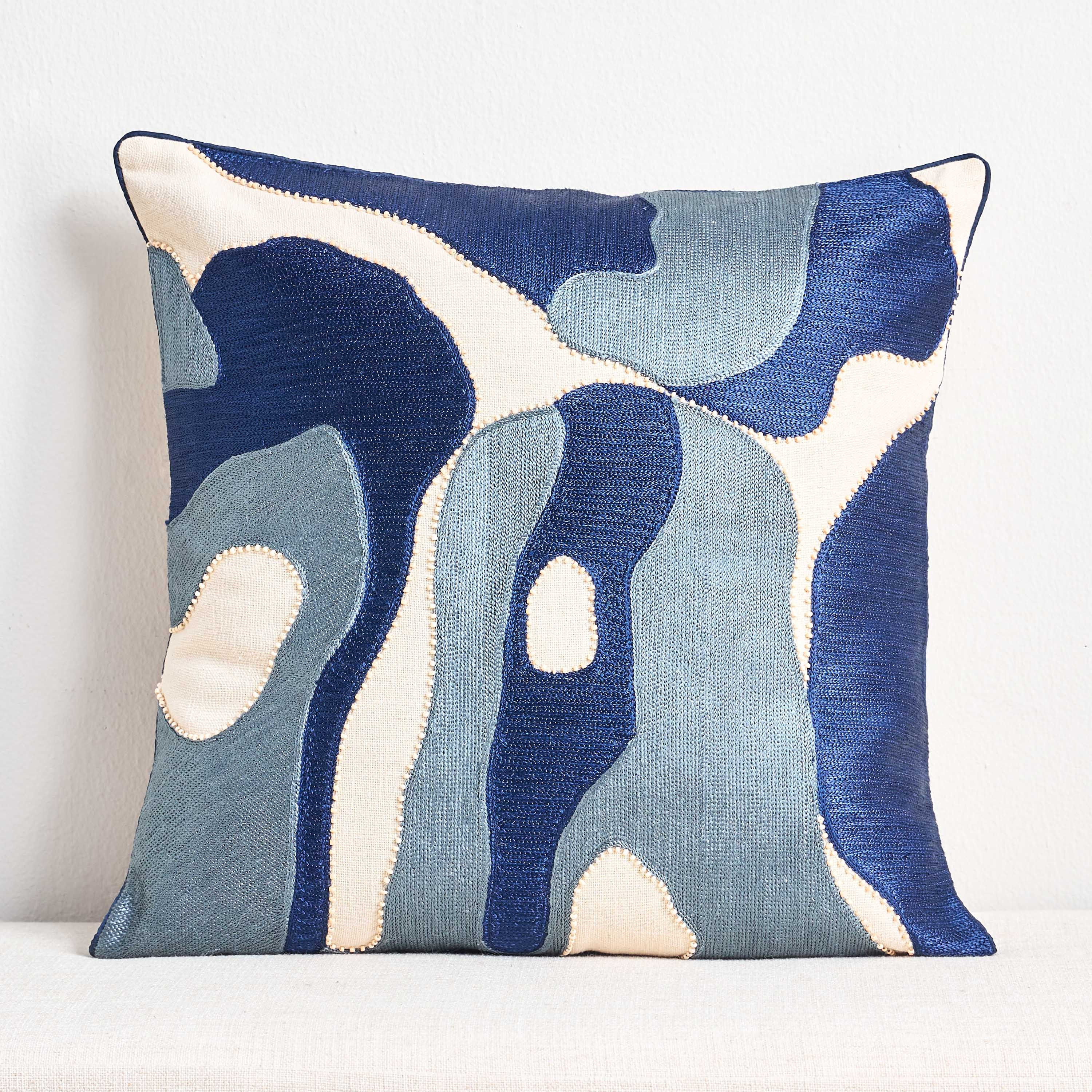 Lienz Bead and Embroidered Filled Cushion - 50x50 cm-household-cushionsandthrows-filledcushions-decorativecushions-image-1