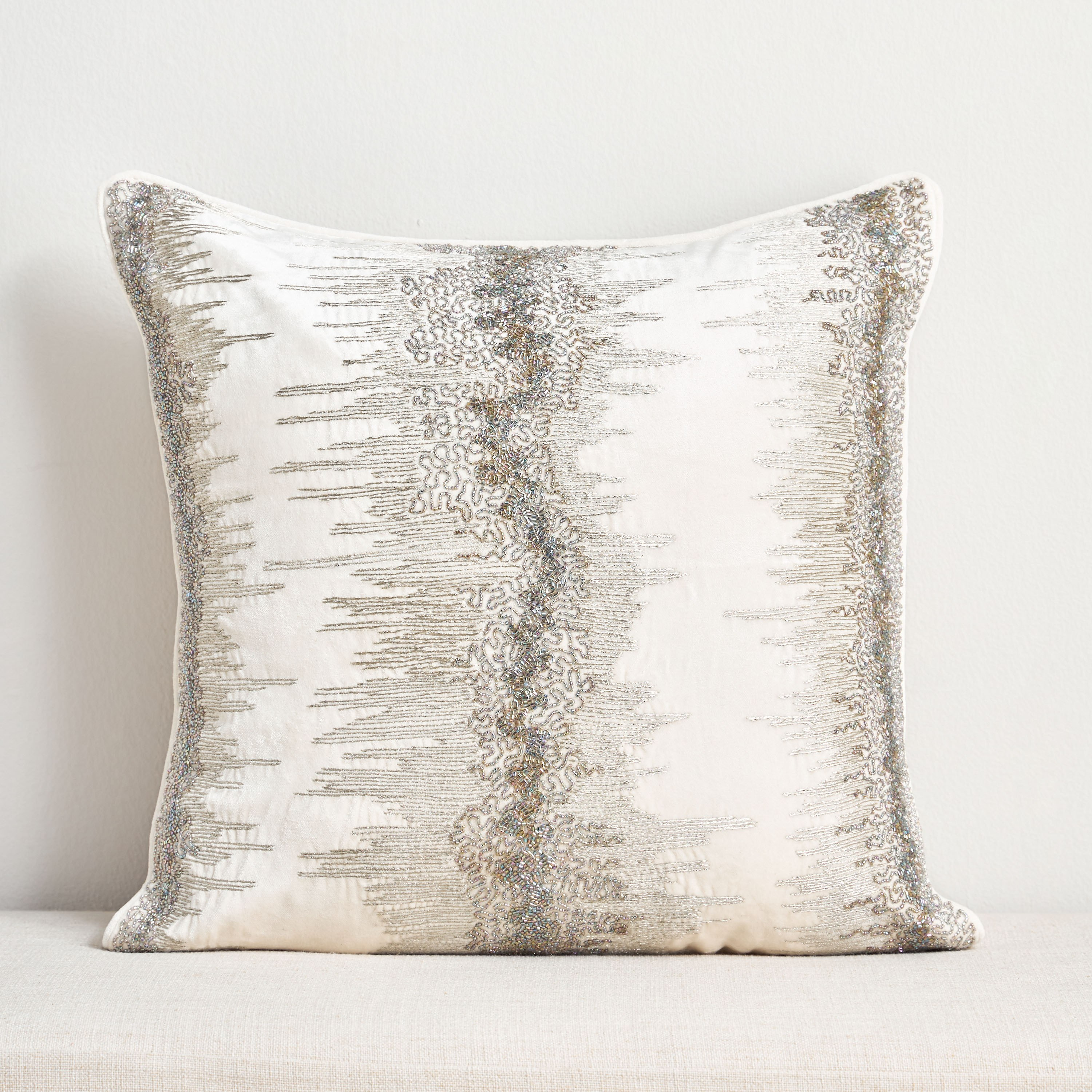 Kastoria Bead and Embroidered Filled Cushion - 50x50 cm-household-cushionsandthrows-filledcushions-decorativecushions-image-1