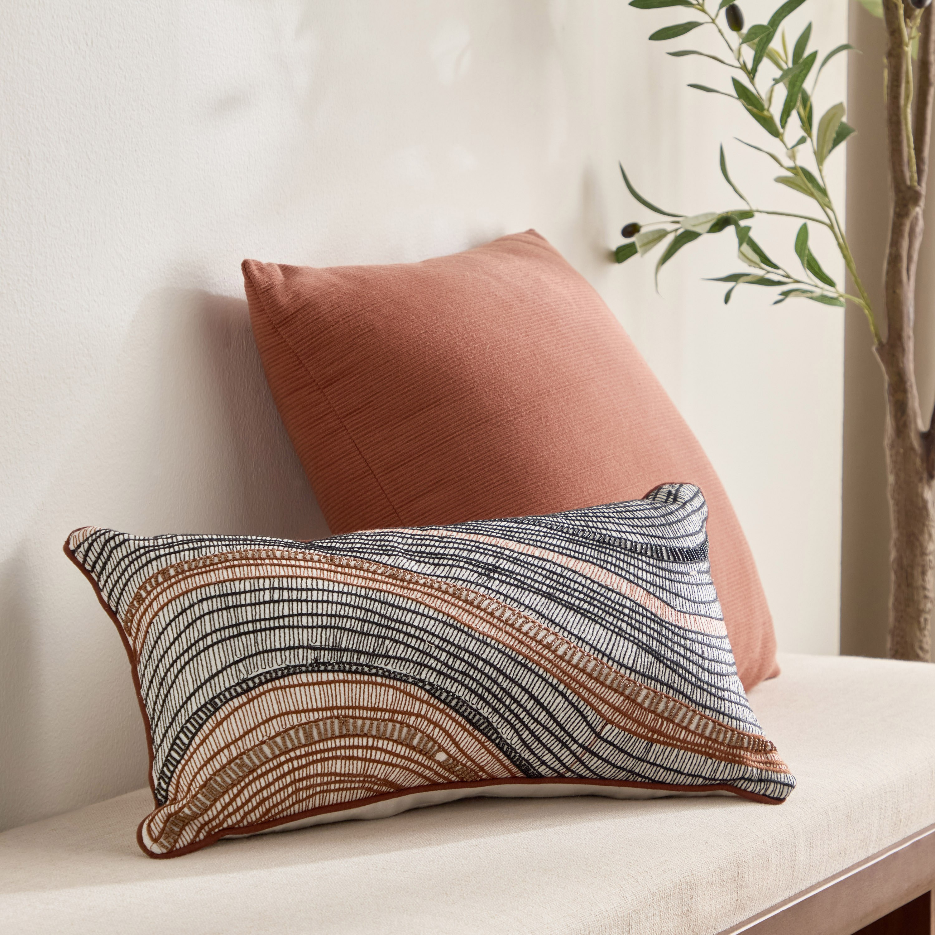 Amaya Embroidered Filled Cushion - 30x50 cm-household-cushionsandthrows-filledcushions-decorativecushions-image-4