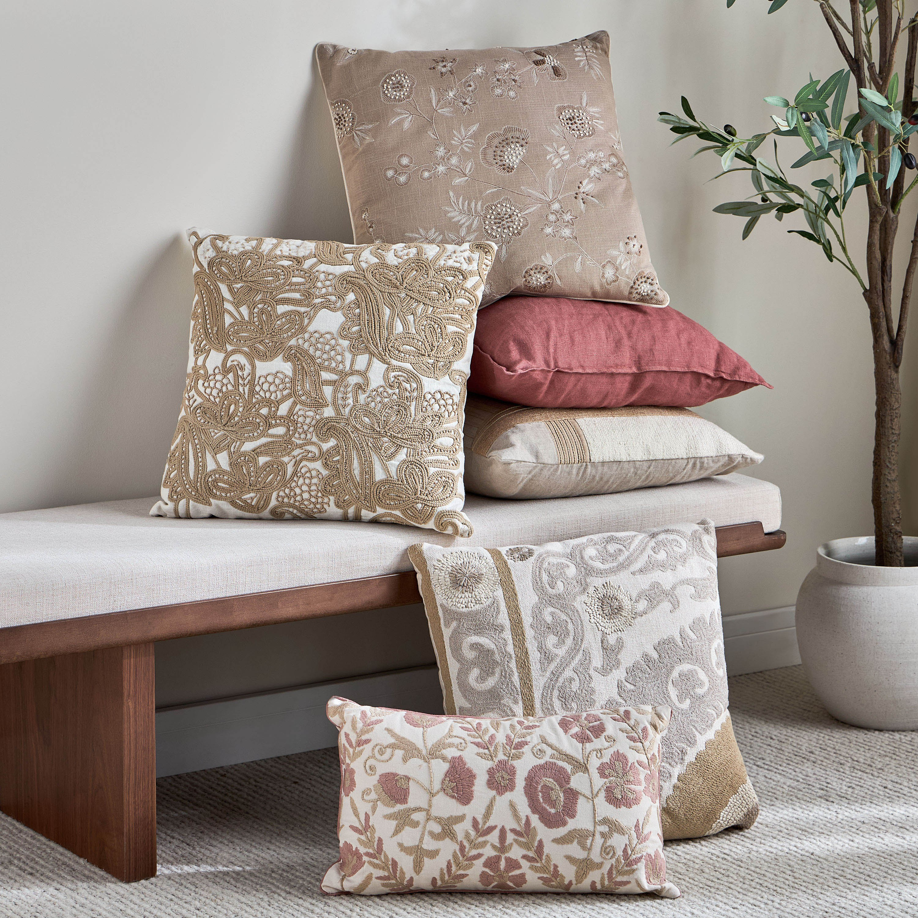 Azara Embroidered Filled Cushion - 30x50 cm-household-cushionsandthrows-filledcushions-decorativecushions-image-4