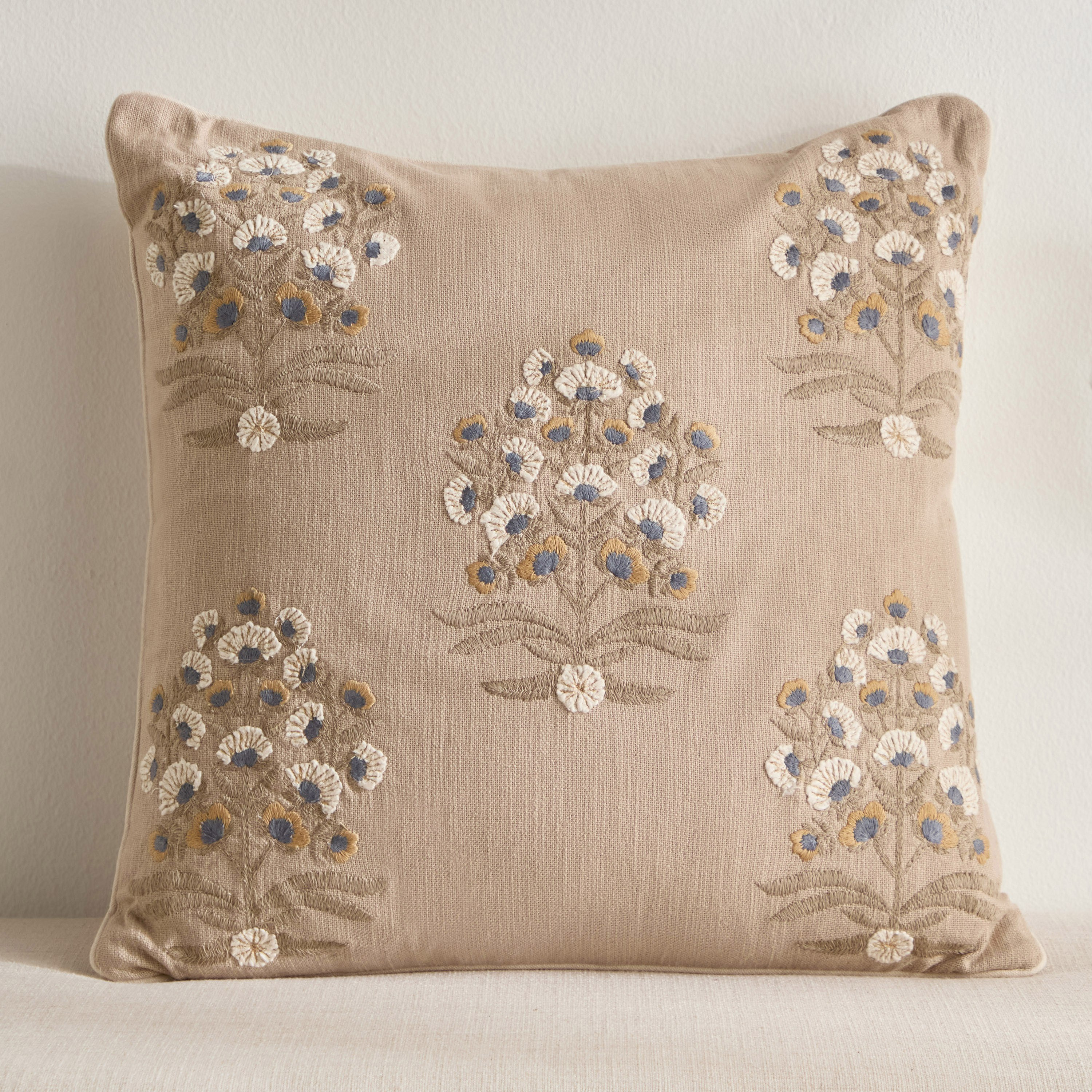 Tia Embroidered Filled Cushion - 50x50 cm-household-cushionsandthrows-filledcushions-decorativecushions-image-1
