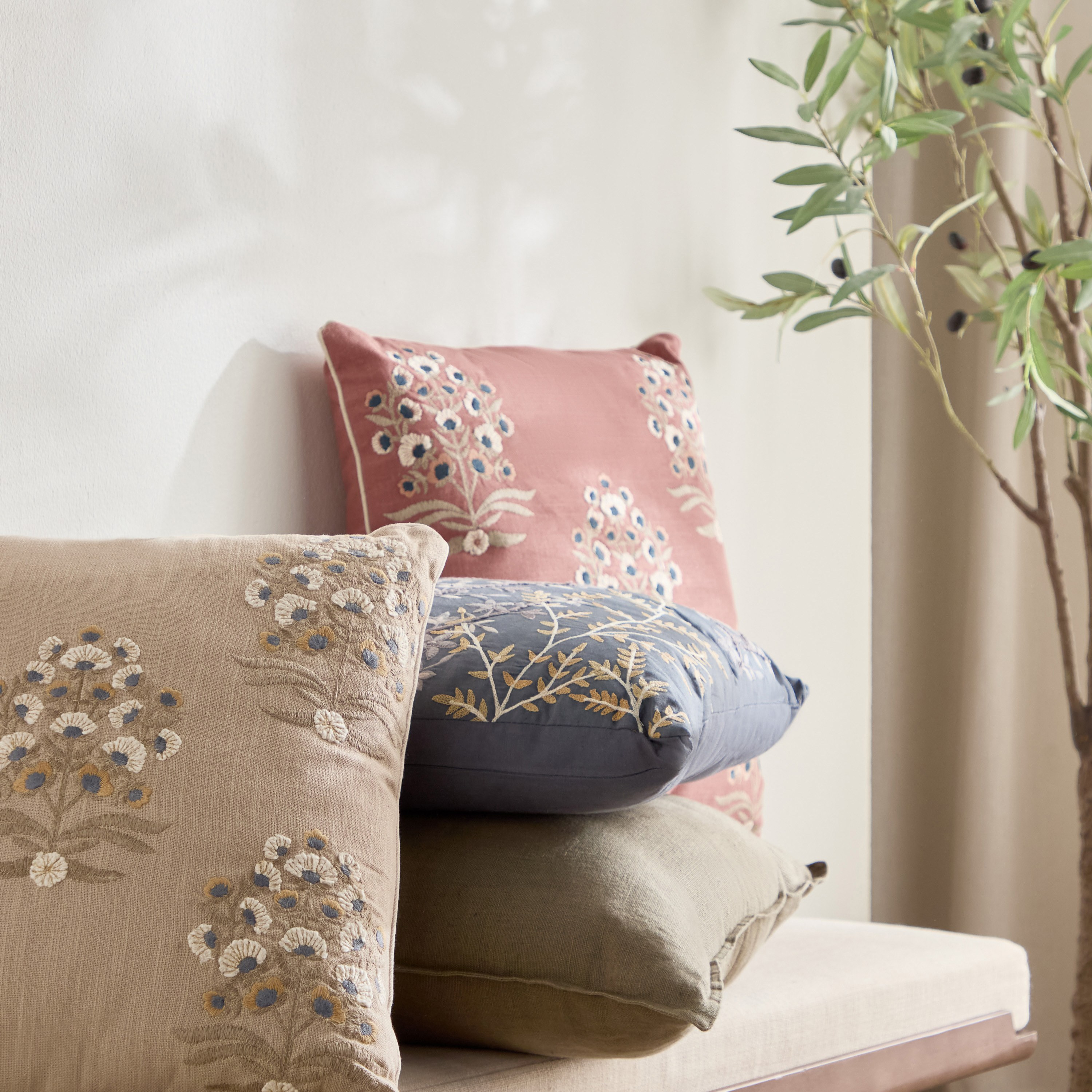 Tia Embroidered Filled Cushion - 50x50 cm-household-cushionsandthrows-filledcushions-decorativecushions-image-4