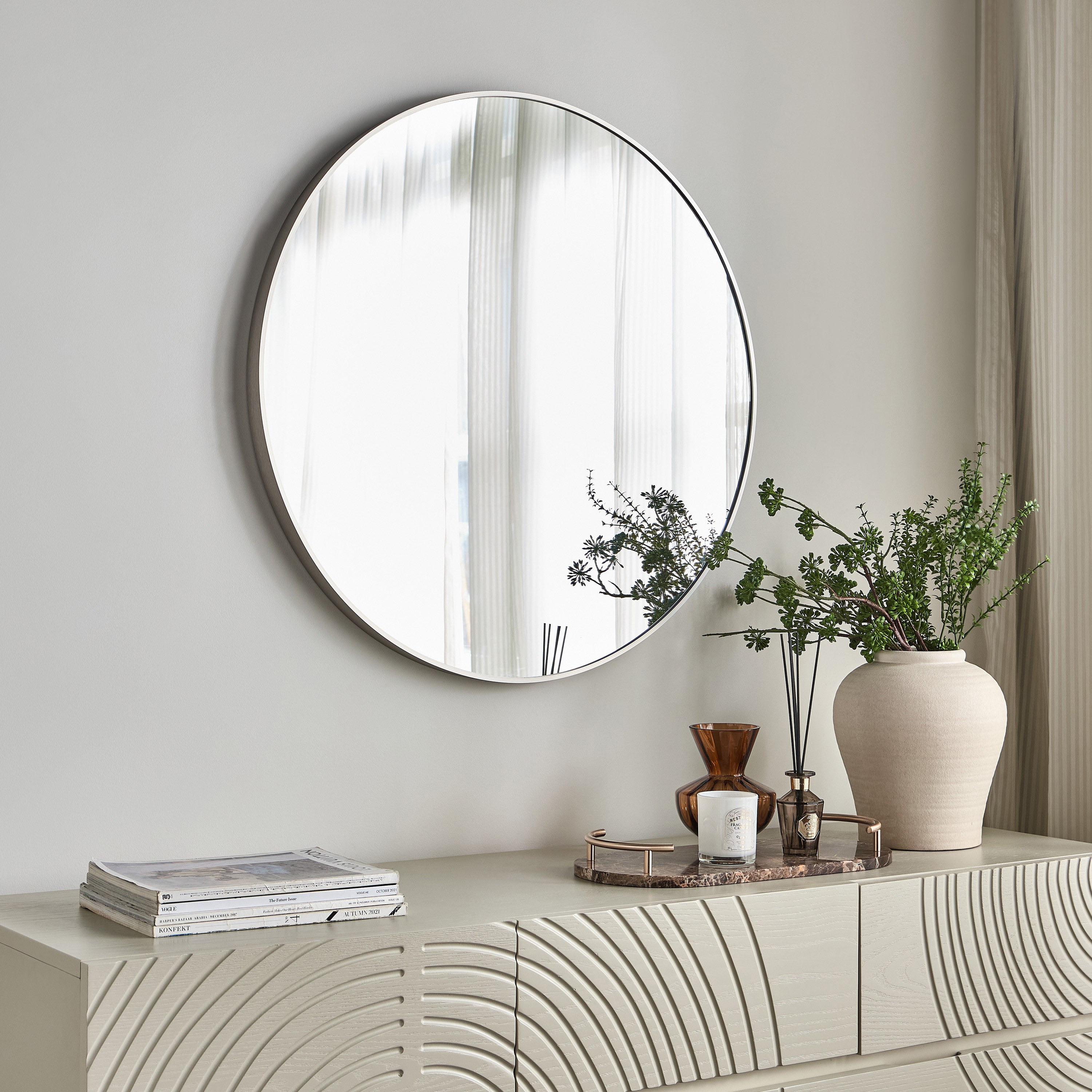 Artemis Round Wall Mirror - 100x100 cm-household-walldecorandmirrors-mirrors-wallmirrors-image-1