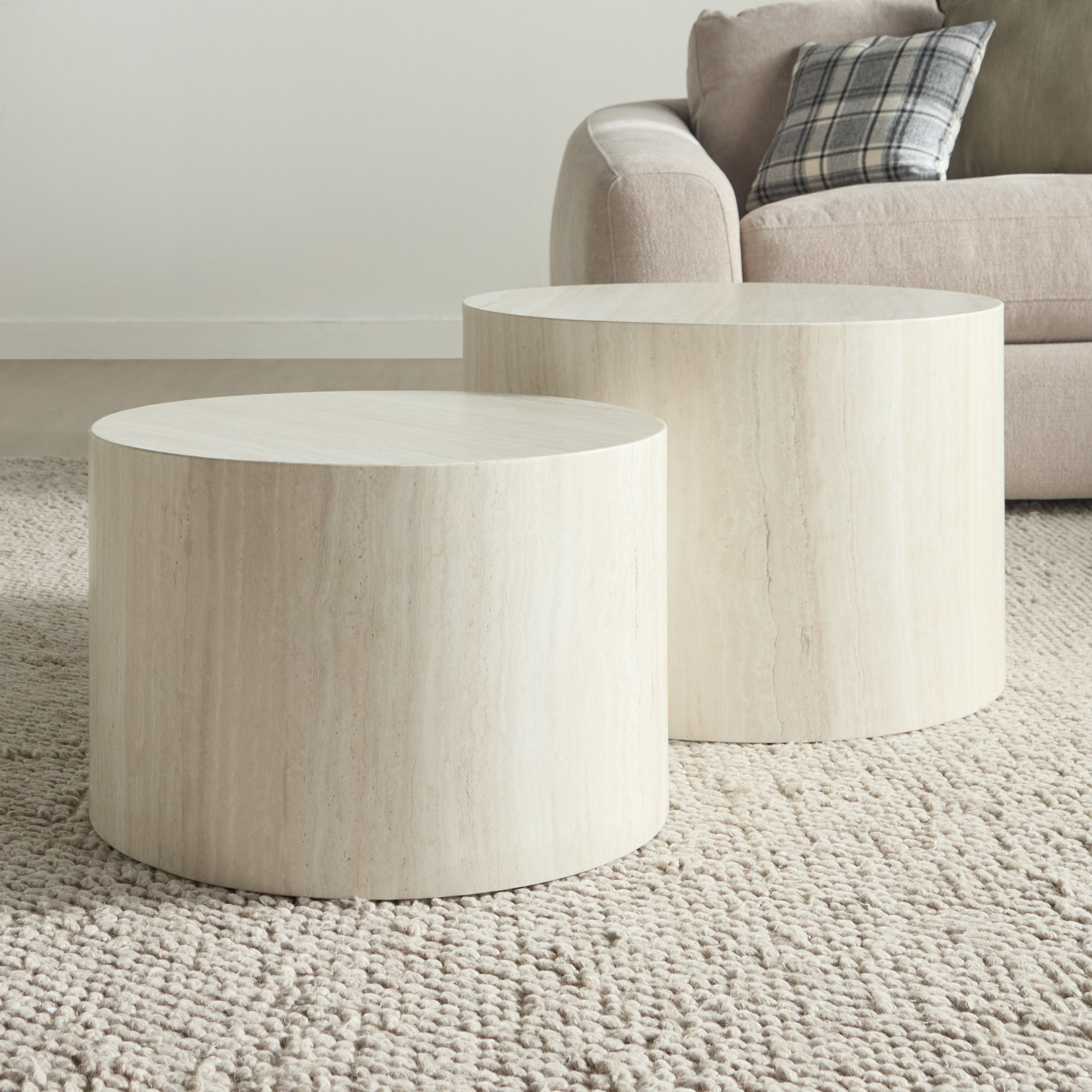 Dice 2-Piece Travertine Top Coffee Table
