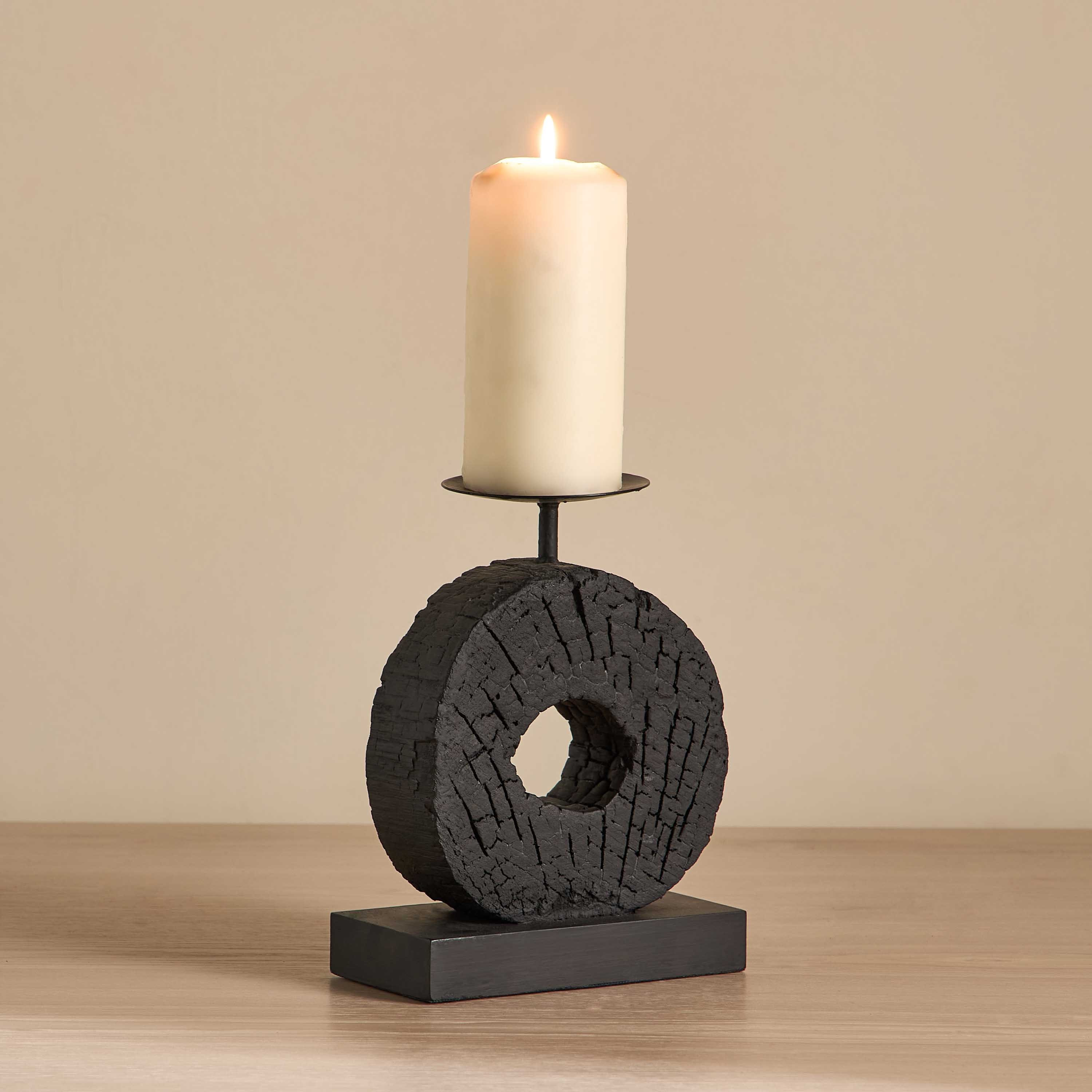 Dole Charred Log Pillar Candleholder-household-decor-candleholdersandlanterns-image-2