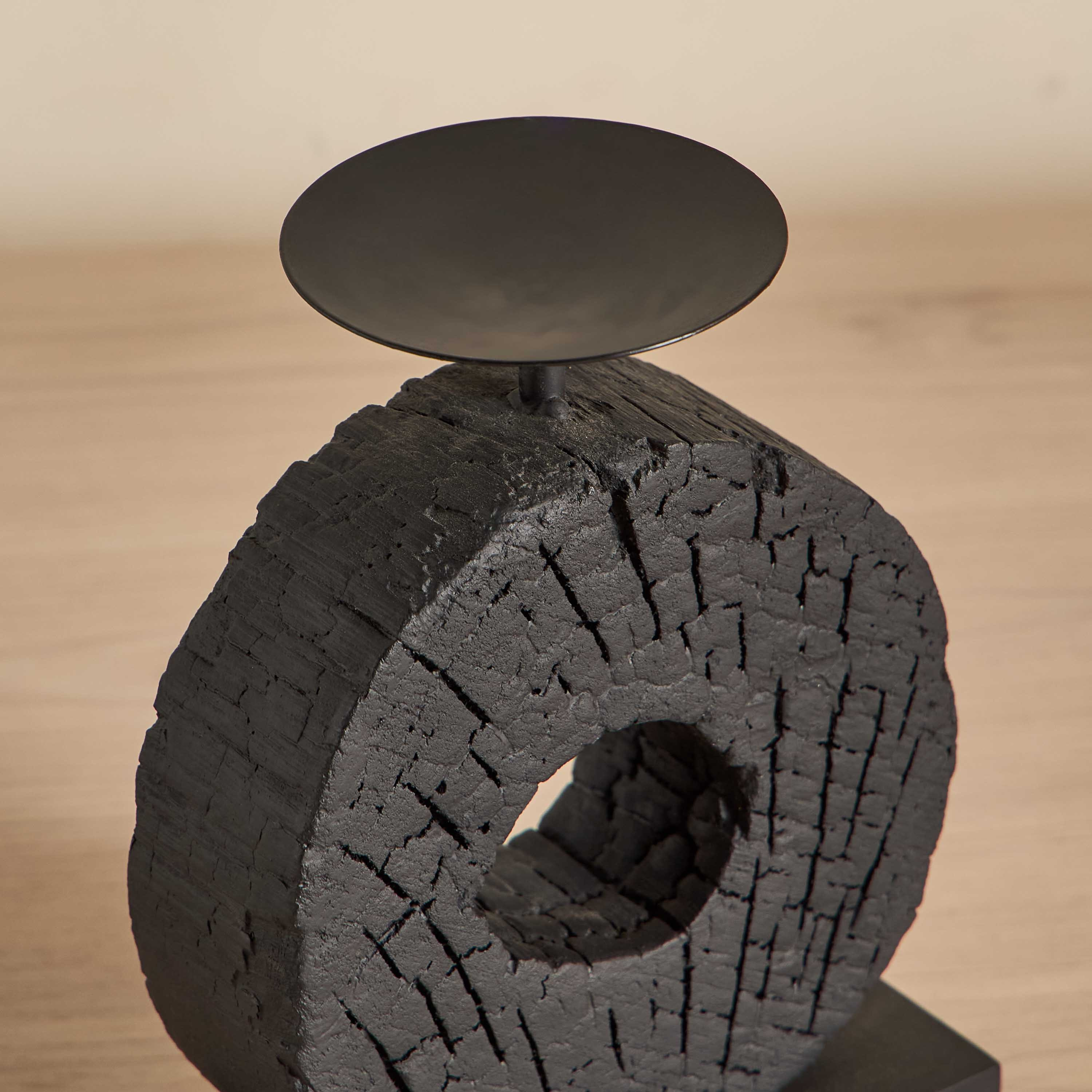 Dole Charred Log Pillar Candleholder-household-decor-candleholdersandlanterns-image-3