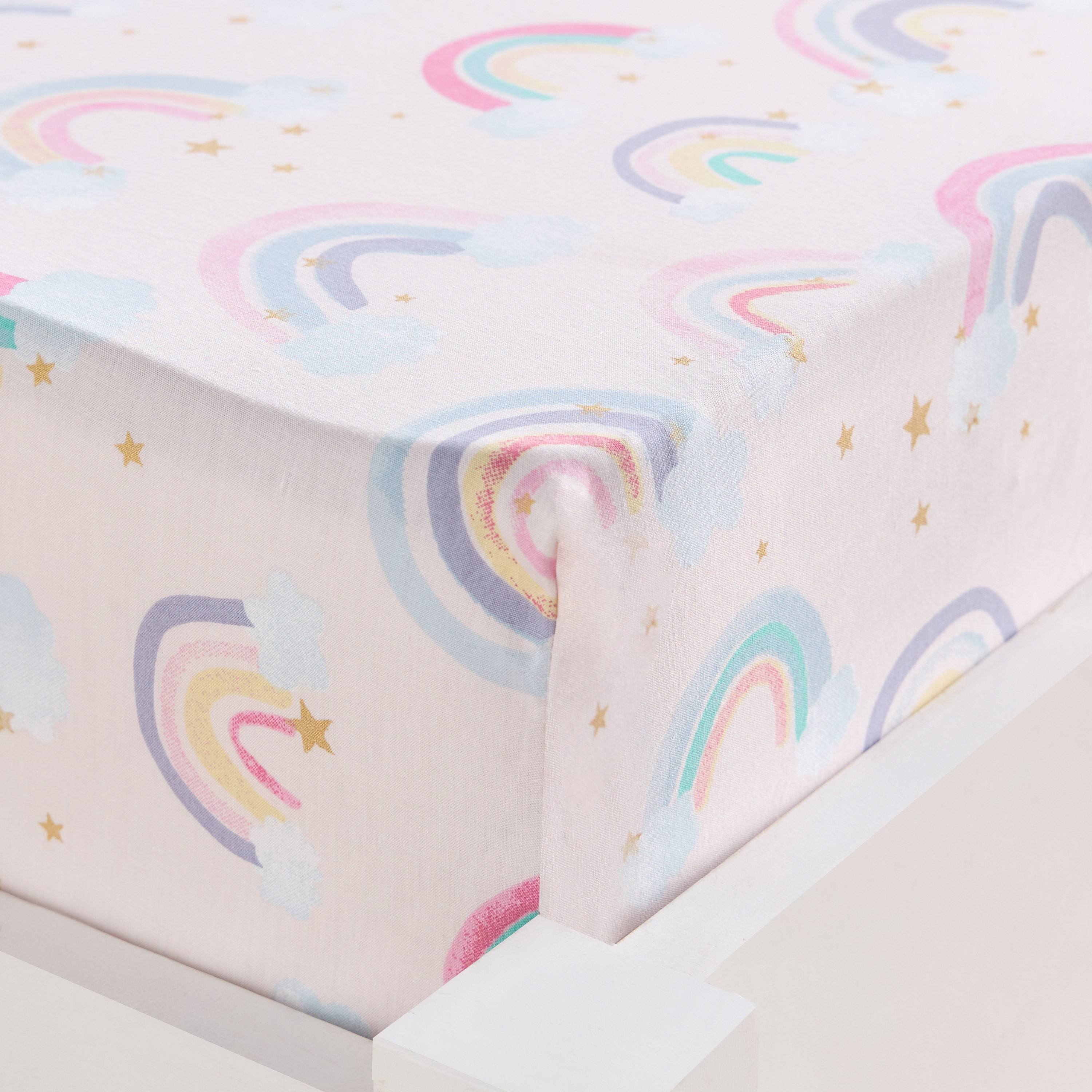 شرشف مطاطي فردي قطن بعدد خيوط 220 من دريمز صن شاين - 90x200 سم-babyandkids-beddingandwindows-bedding-fittedandflatsheets-image-1