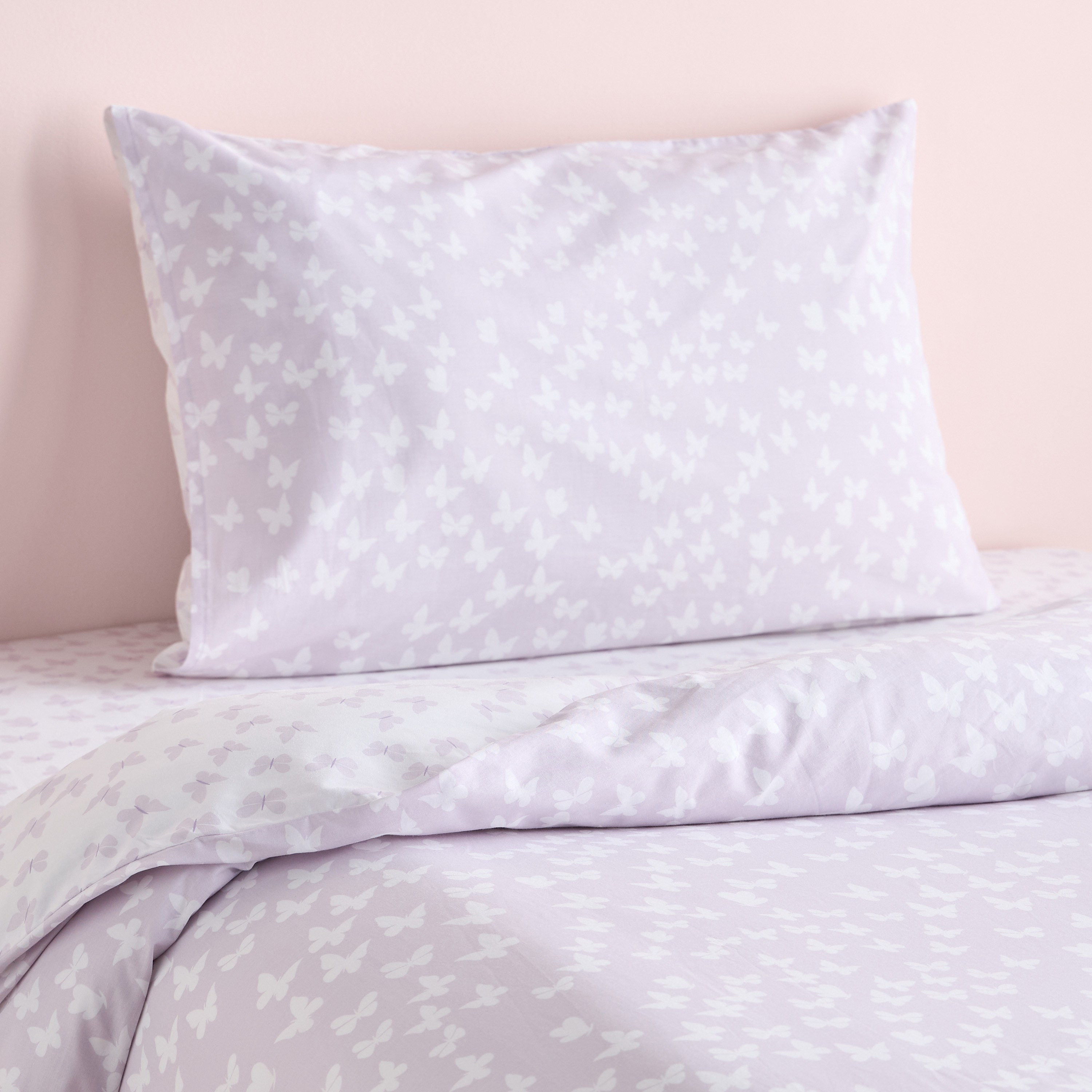 Eco Butterfly Cotton 200 Thread Count 2-Piece Single Duvet Cover Set - 135x200 cm-babyandkids-beddingandwindows-bedding-fittedandflatsheets-image-1